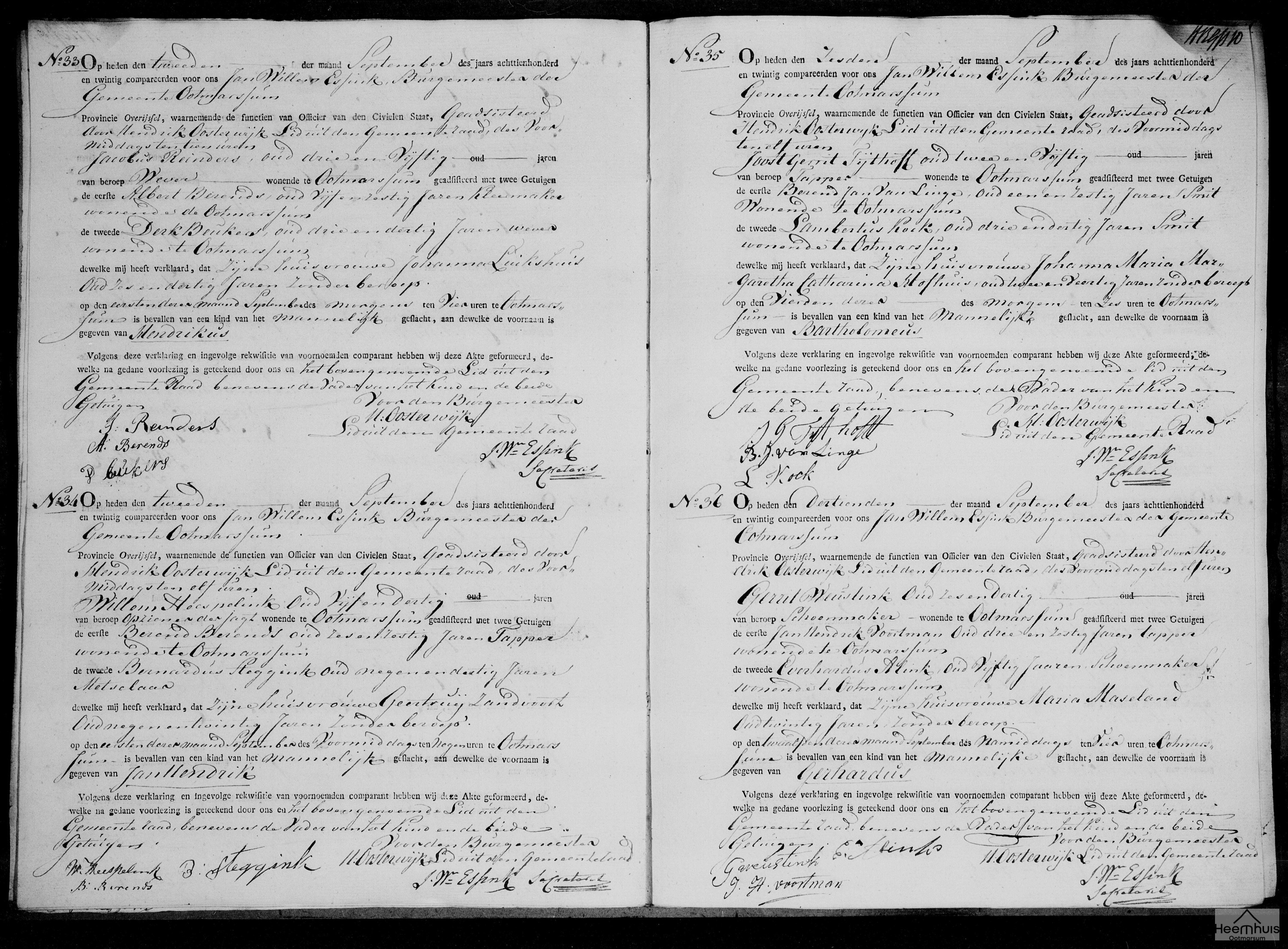 Geboorteakte van Jan Hendrik Heespelink