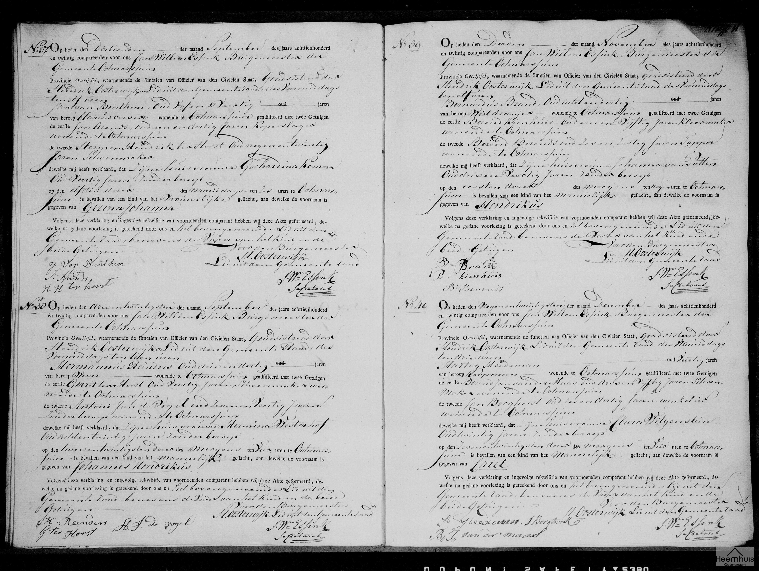 Geboorteakte van Johannes Hendrikus Reinders