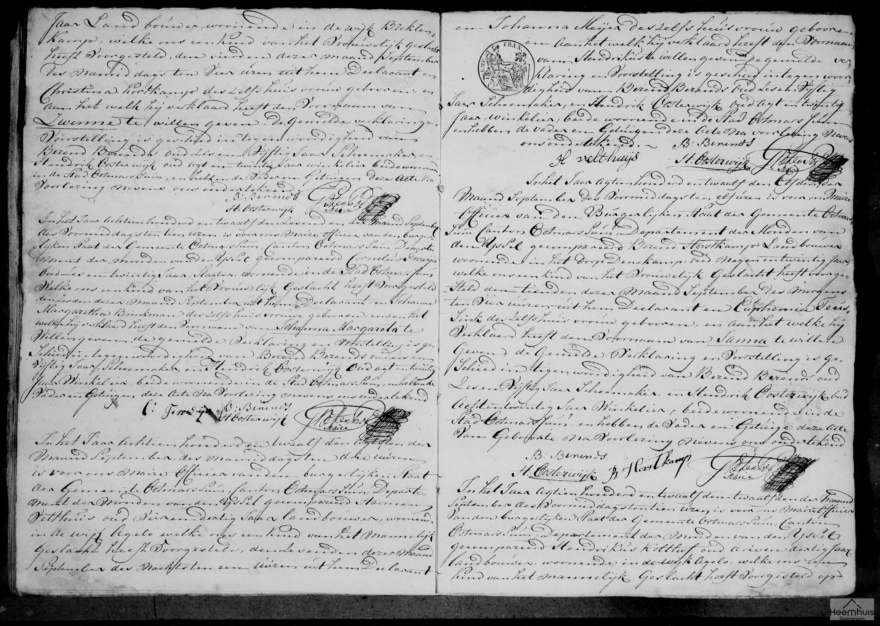 Geboorteakte van Hendrikus Velthuis