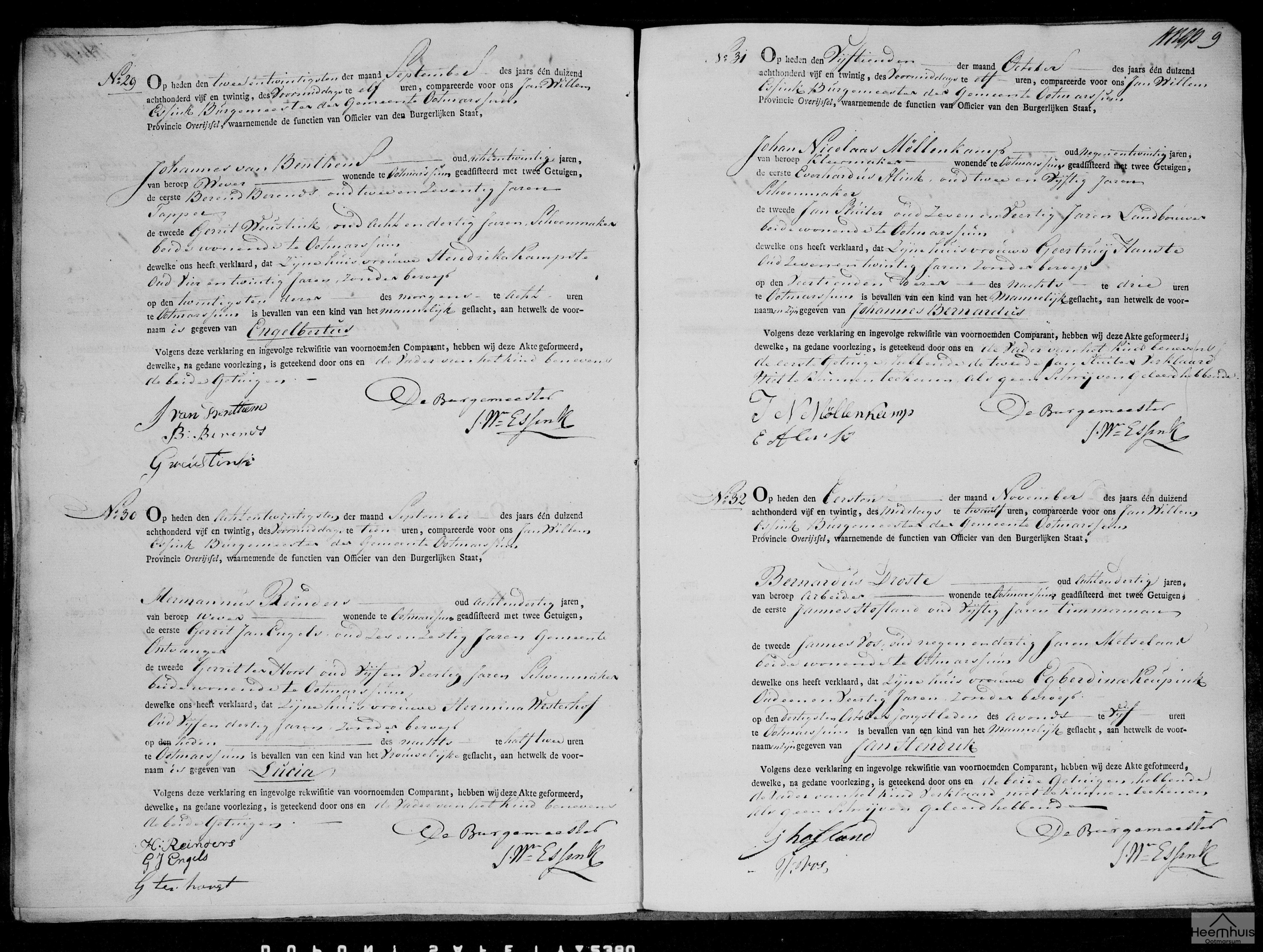 Geboorteakte van Johannes Bernardus Möllenkamp