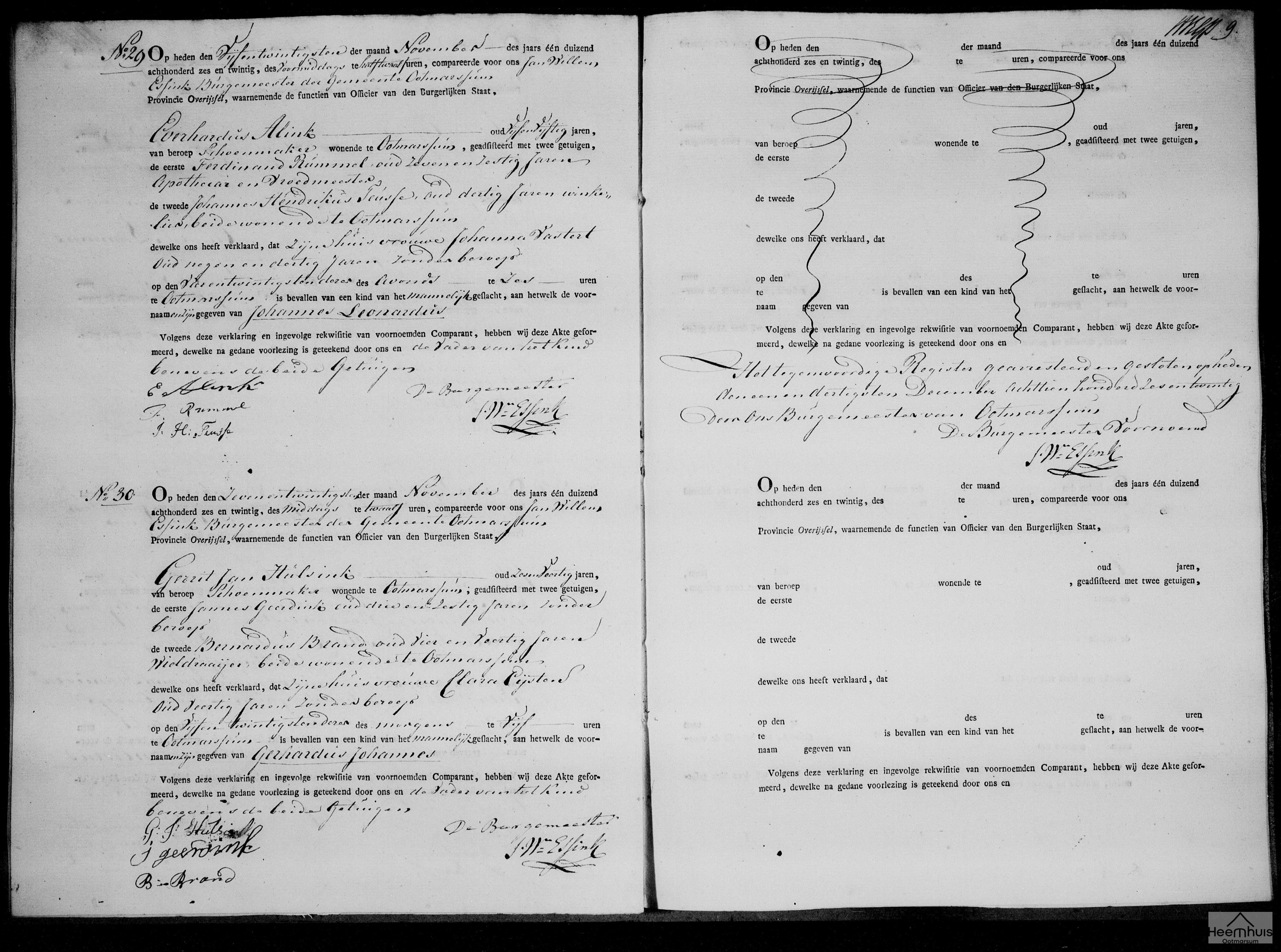 Geboorteakte van Gerhardus Johannes Hulsink