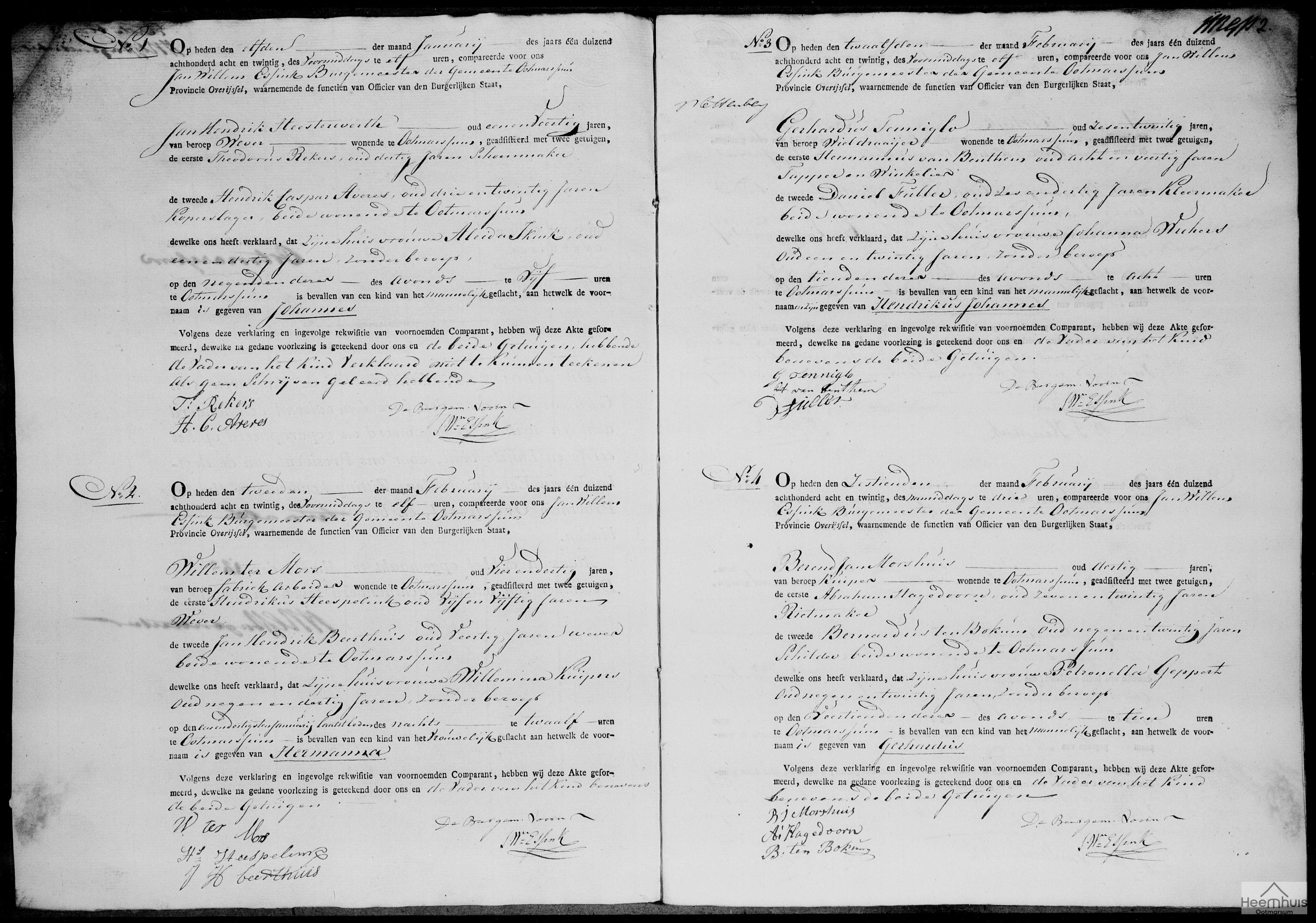 Geboorteakte van Gerhardus Morshuis