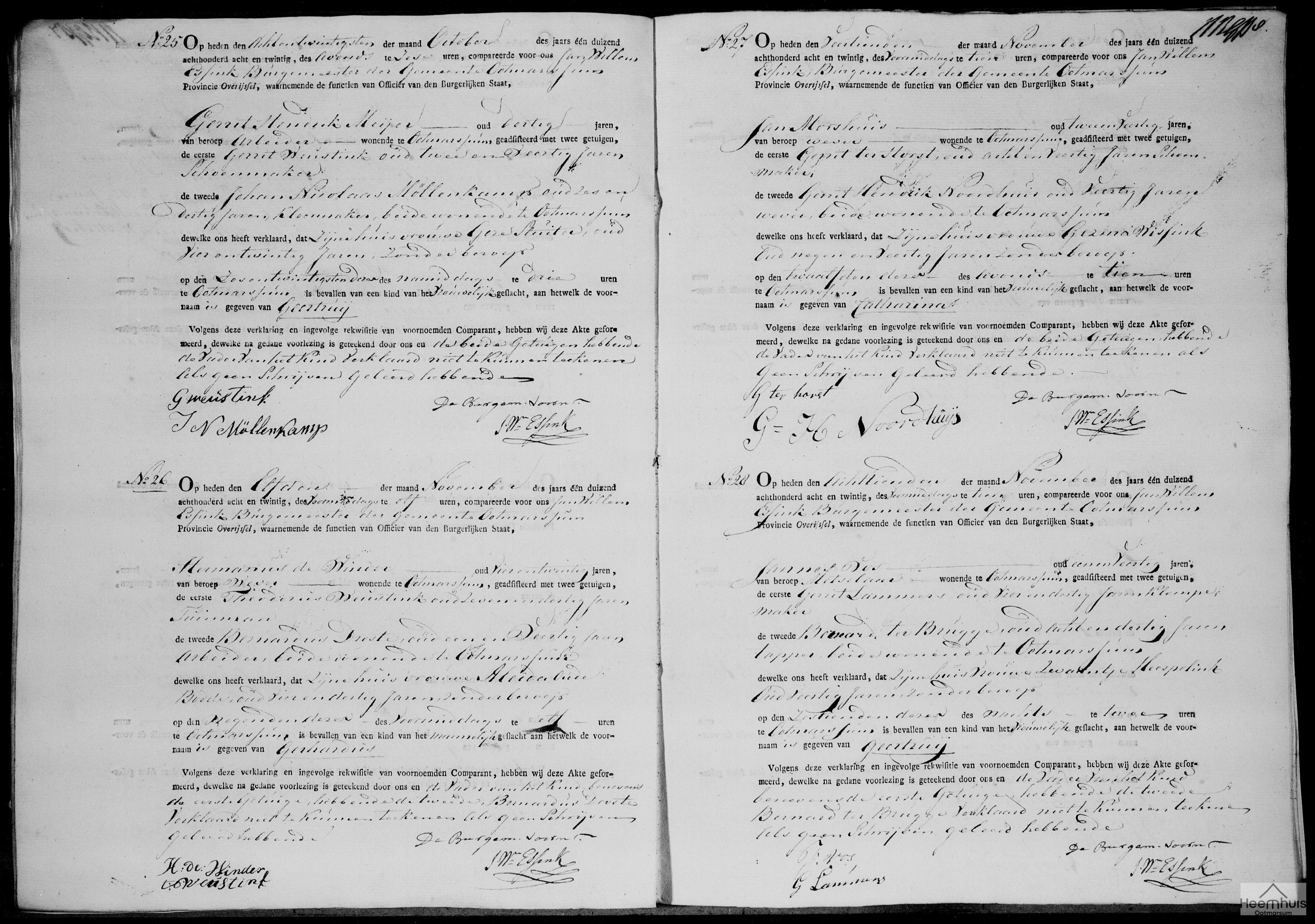 Geboorteakte van Catharina Morshuis