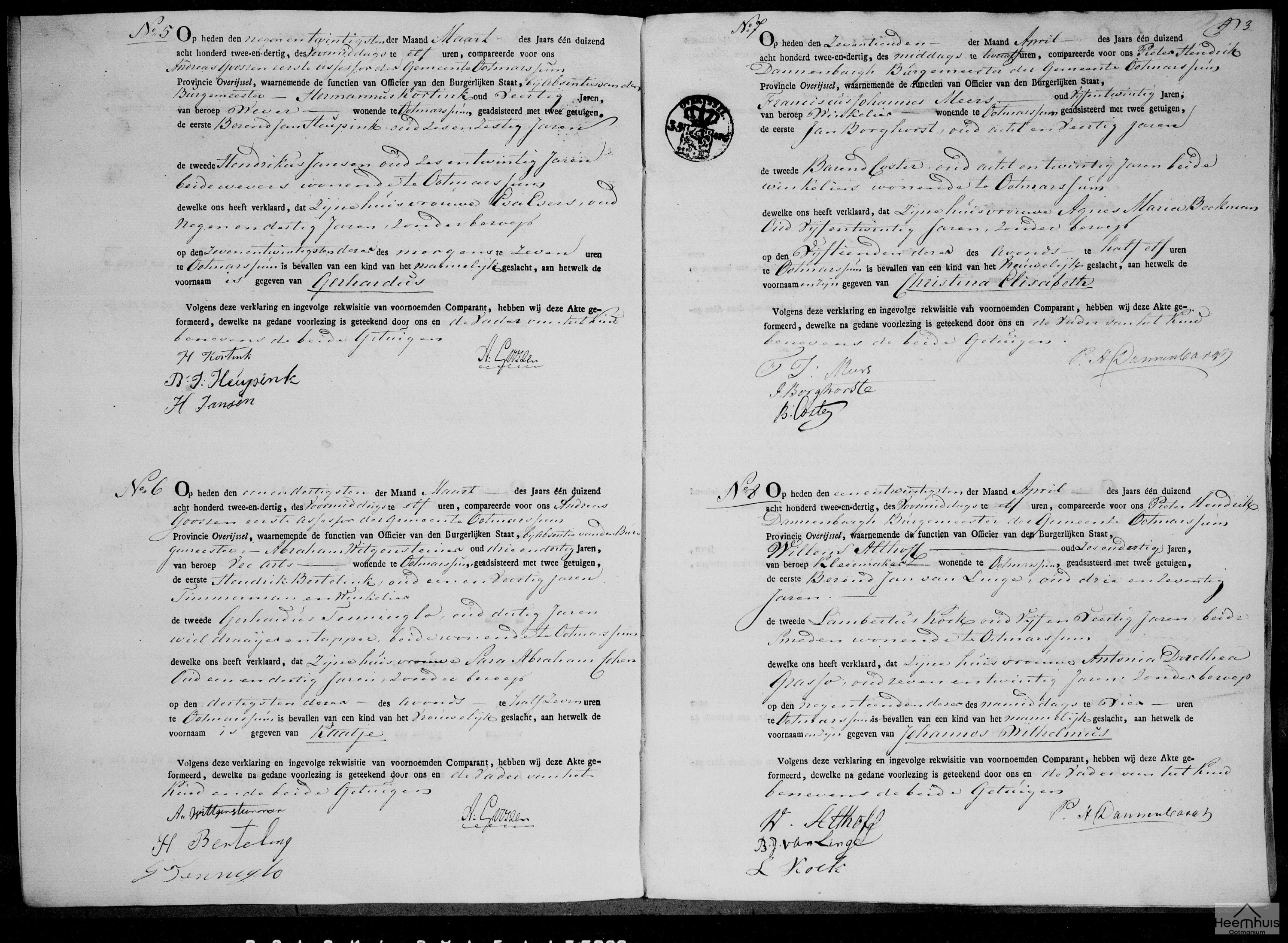 Geboorteakte van Gerhardus Kortink