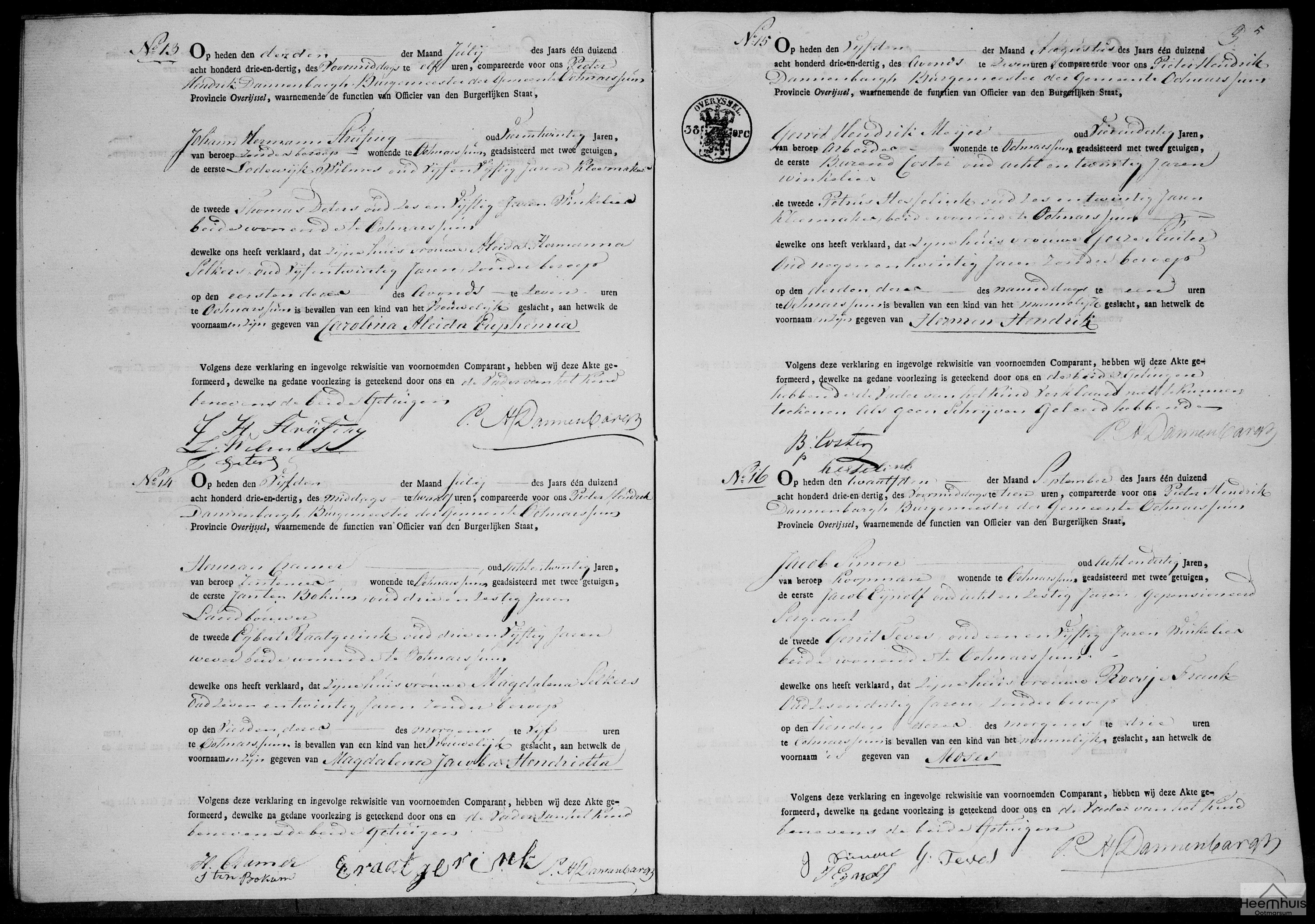 Geboorteakte van Carolina Aleida Euphemia Strufing