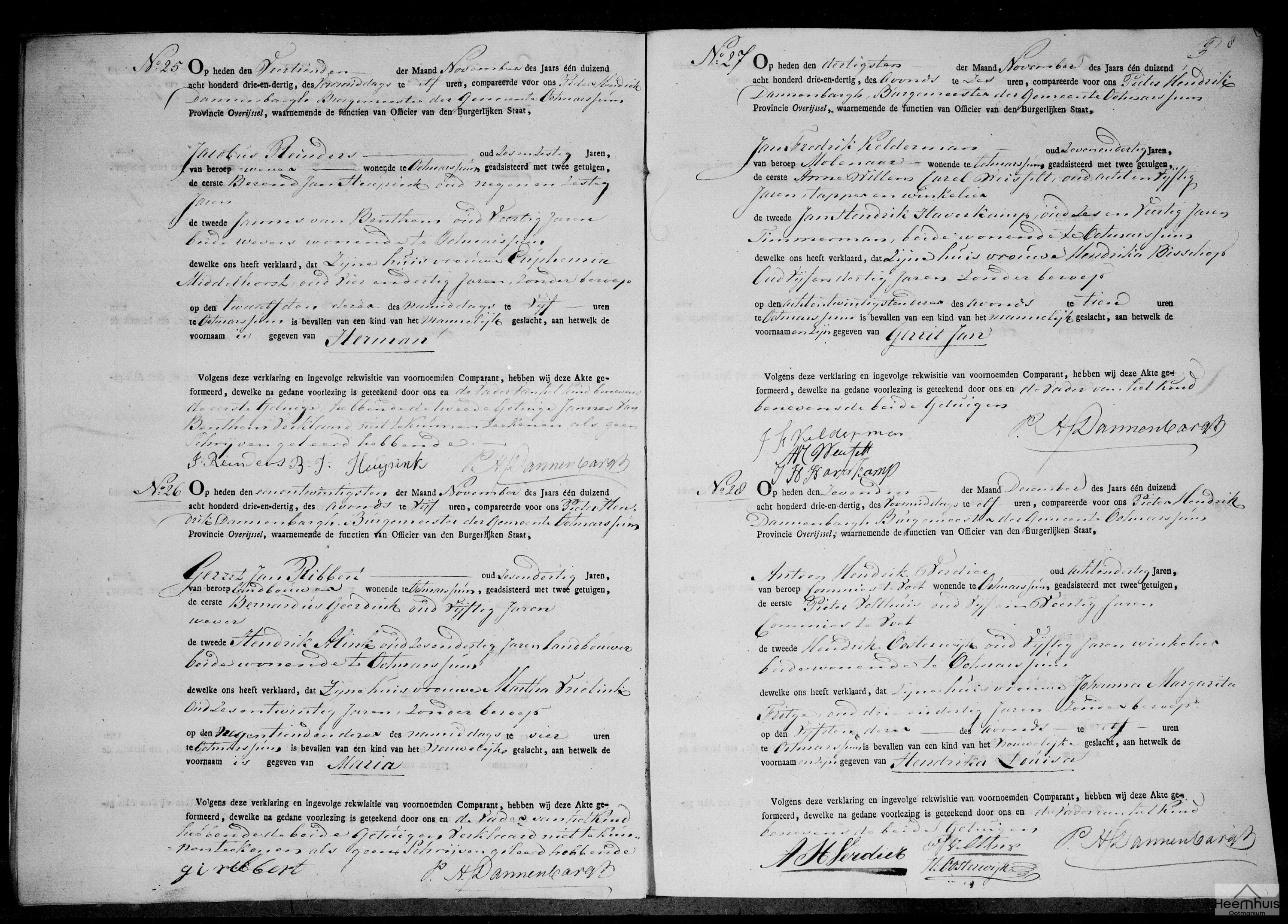 Geboorteakte van Hendrika Louisa Verdier