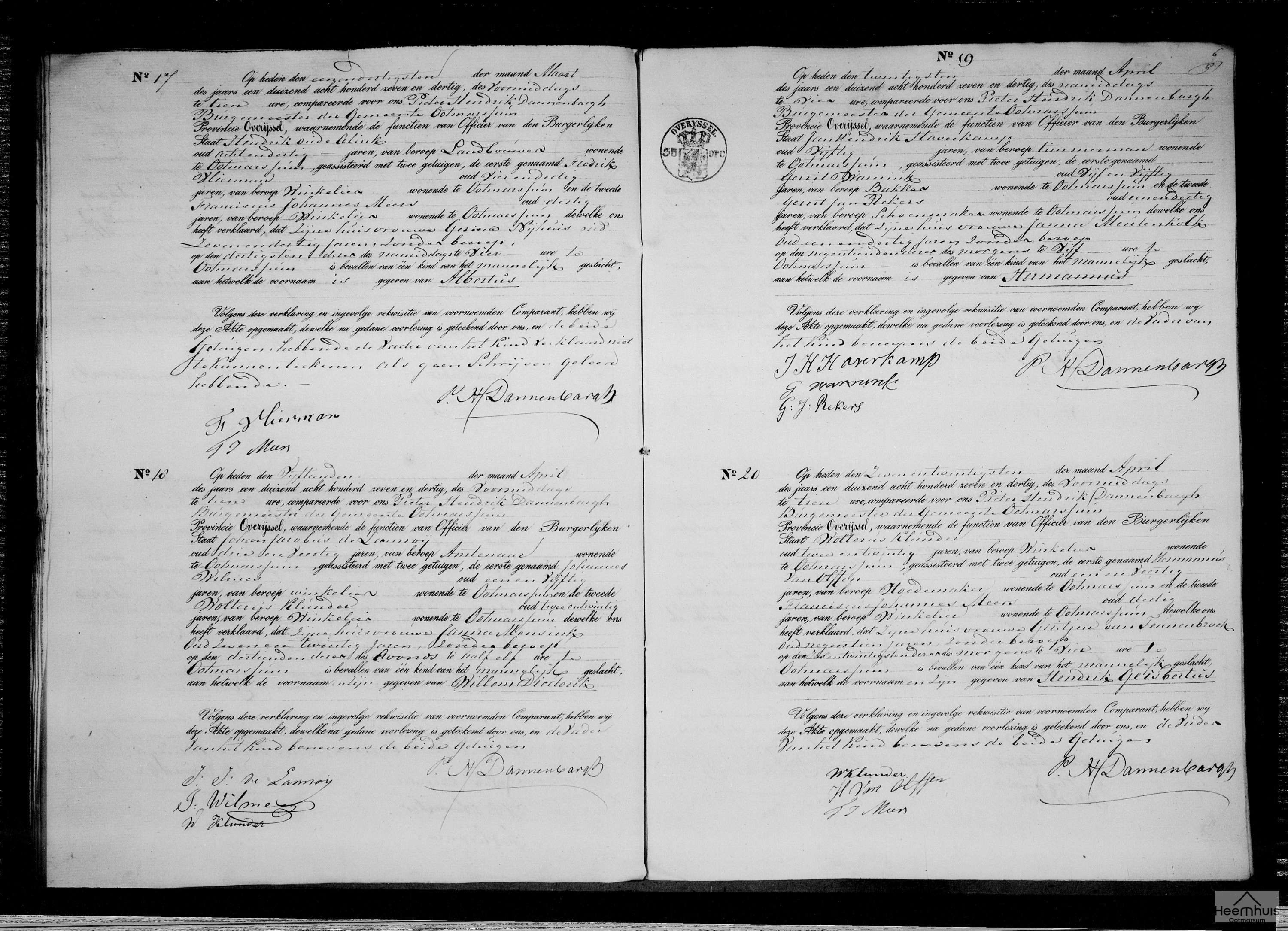 Geboorteakte van Albertus Oude Alink