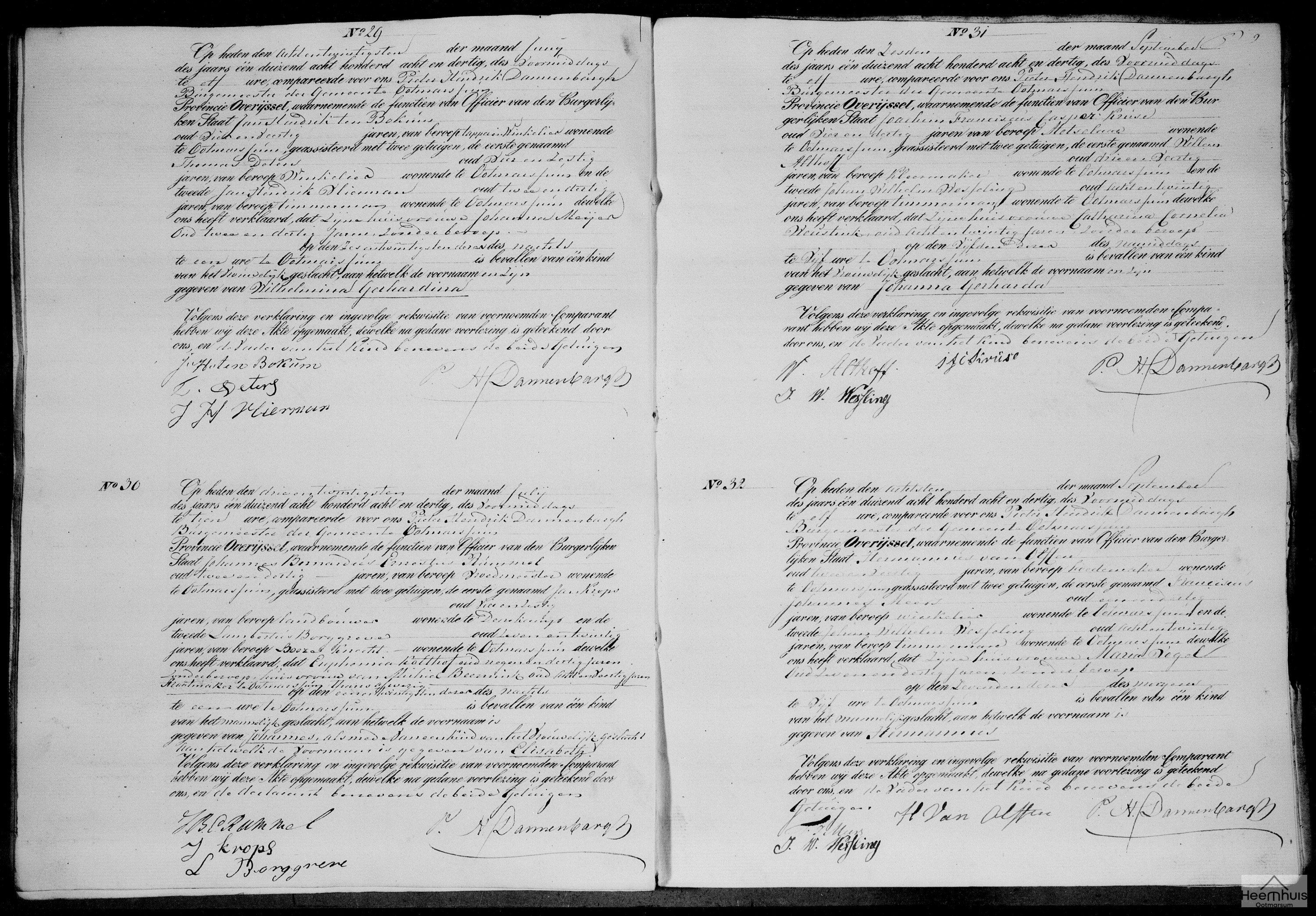 Geboorteakte van Wilhelmina Gerhardina ten Bokum