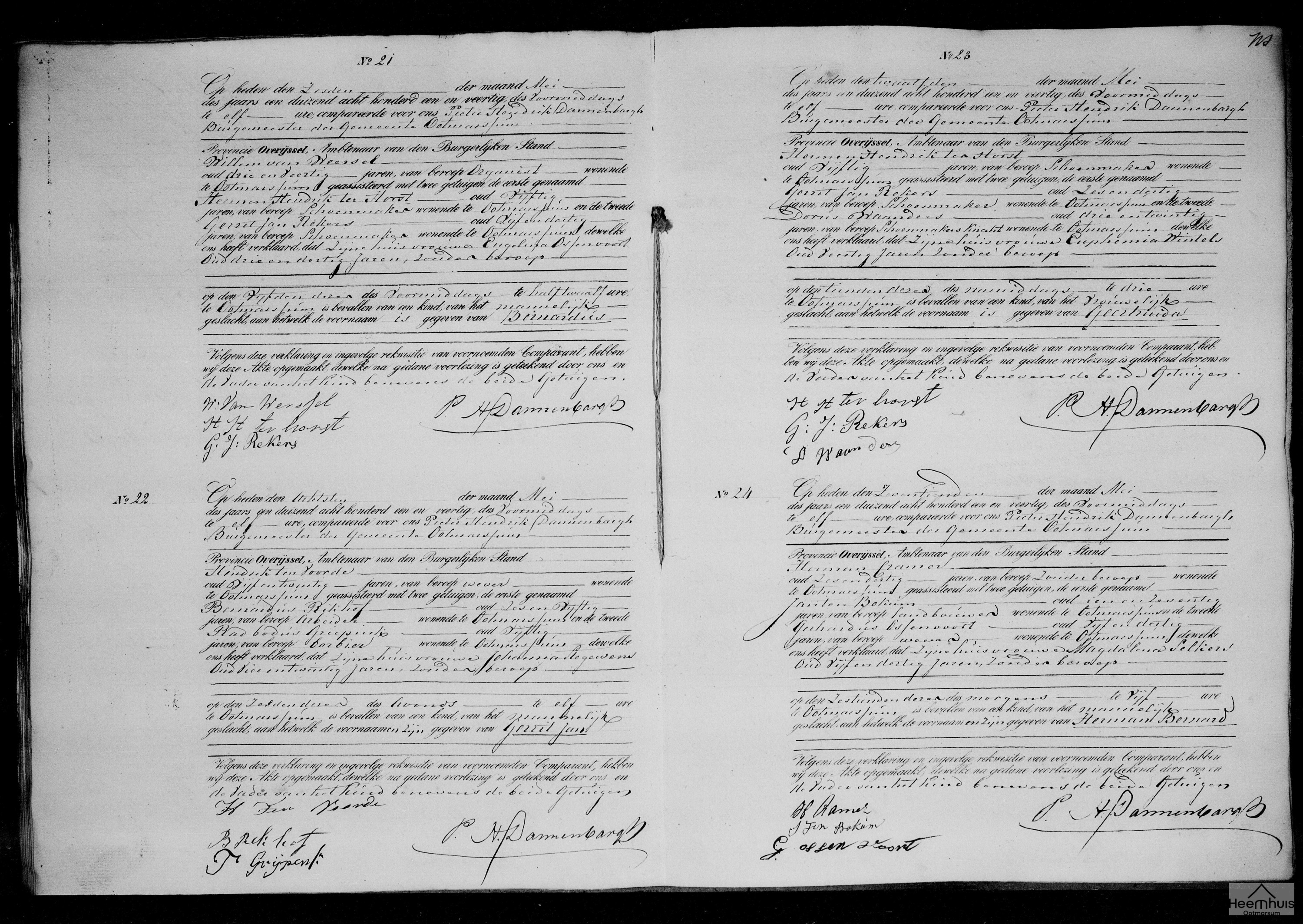 Geboorteakte van Bernardus van Weersel