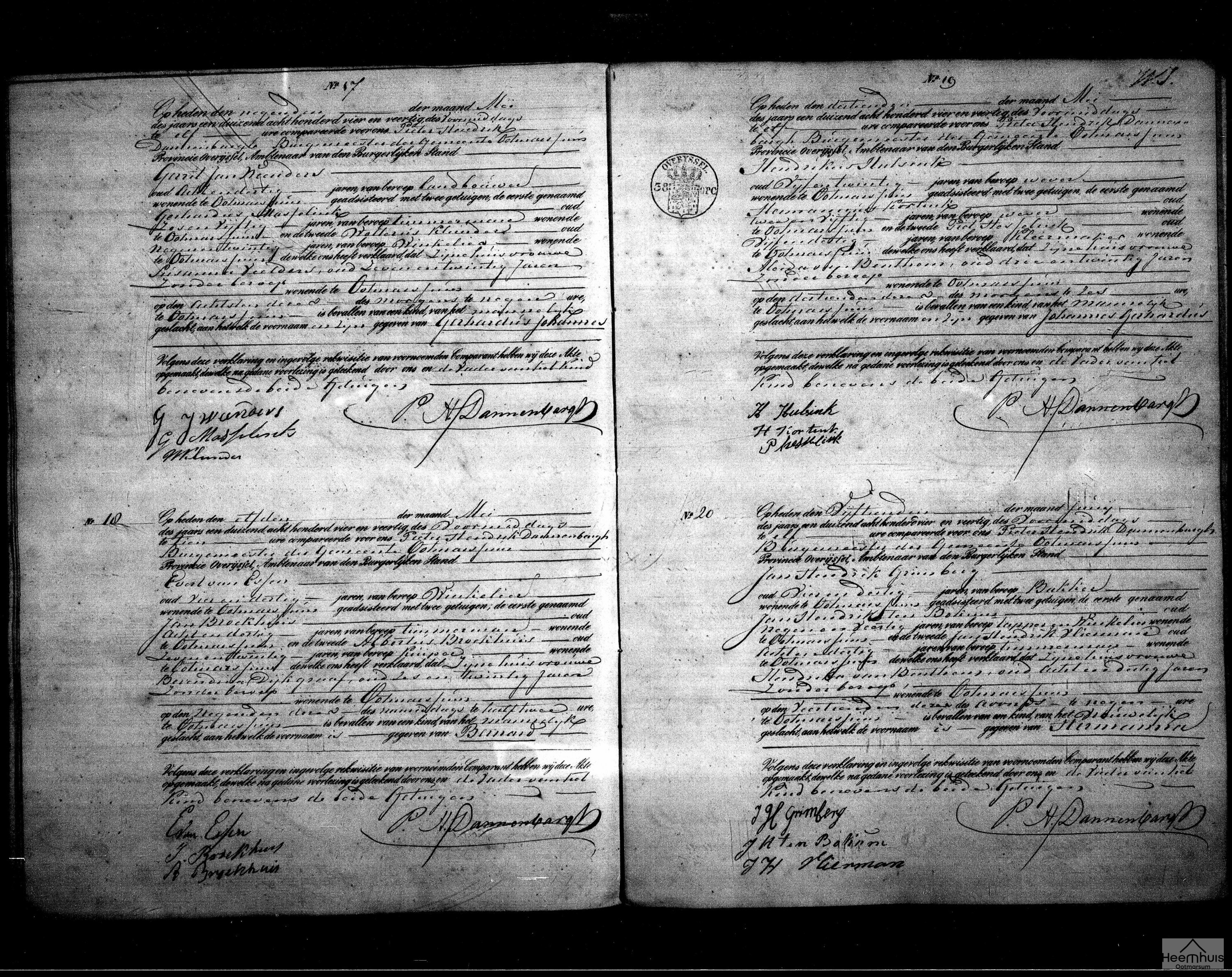 Geboorteakte van Gerhardus Johannes Weenders