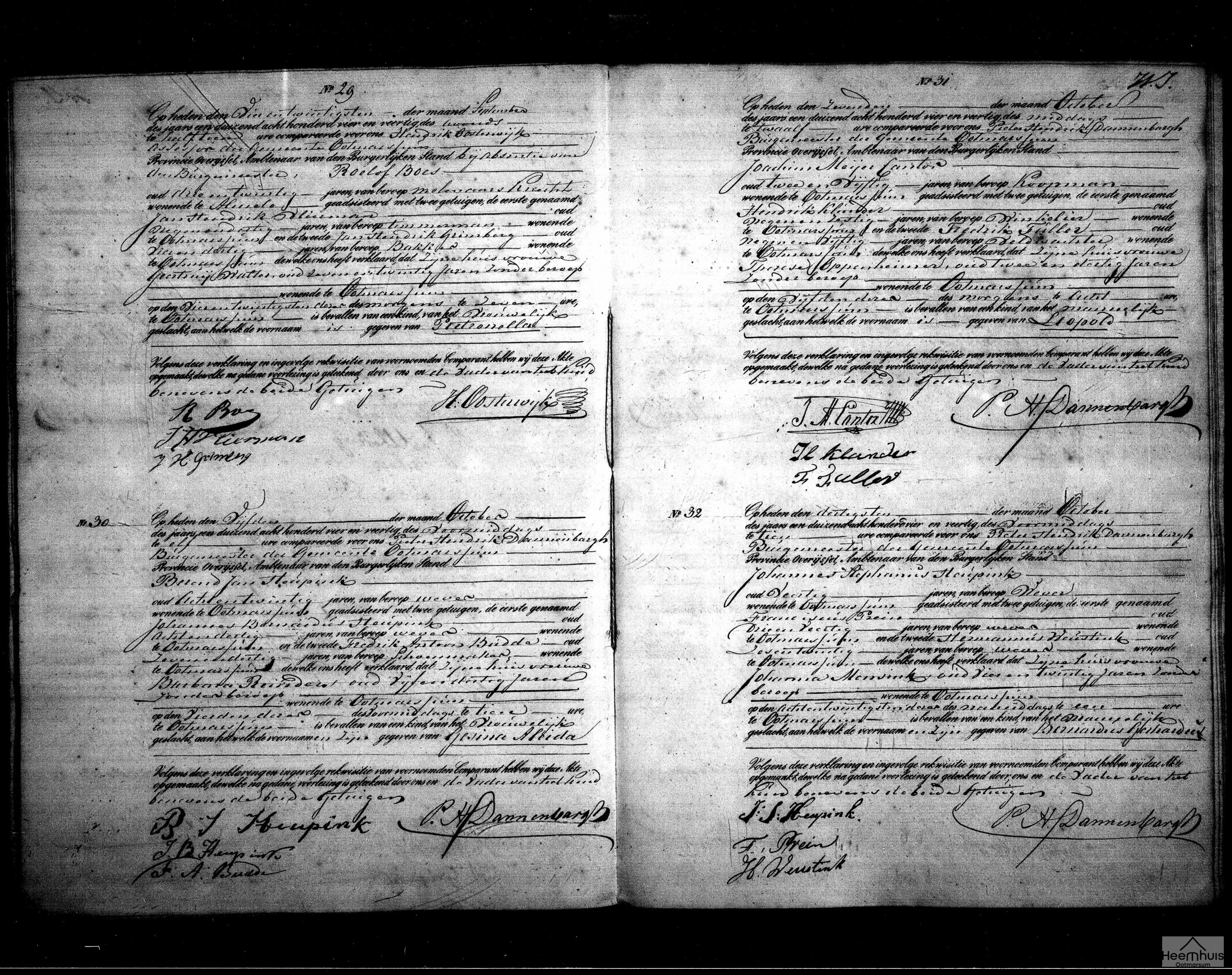 Geboorteakte van Bernardus Gerhardus Heupink