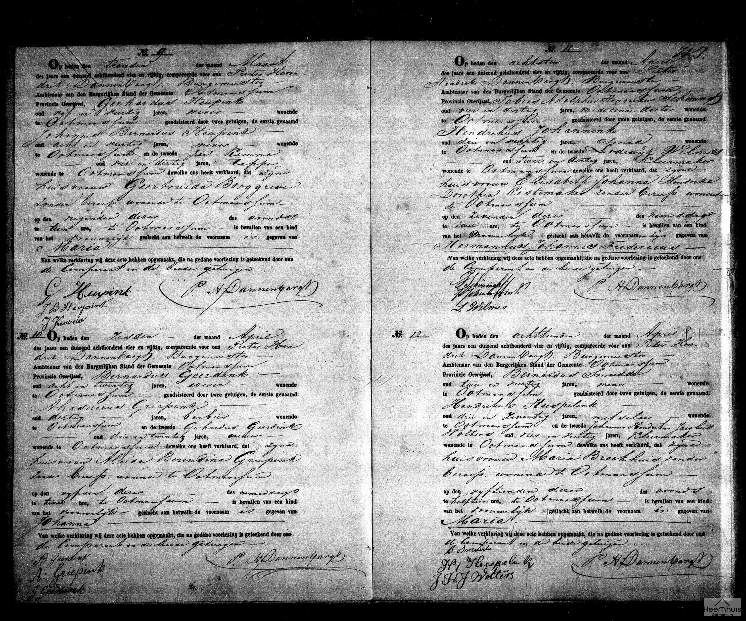Geboorteakte van Hermannus Johannes Fredericus Schöningh