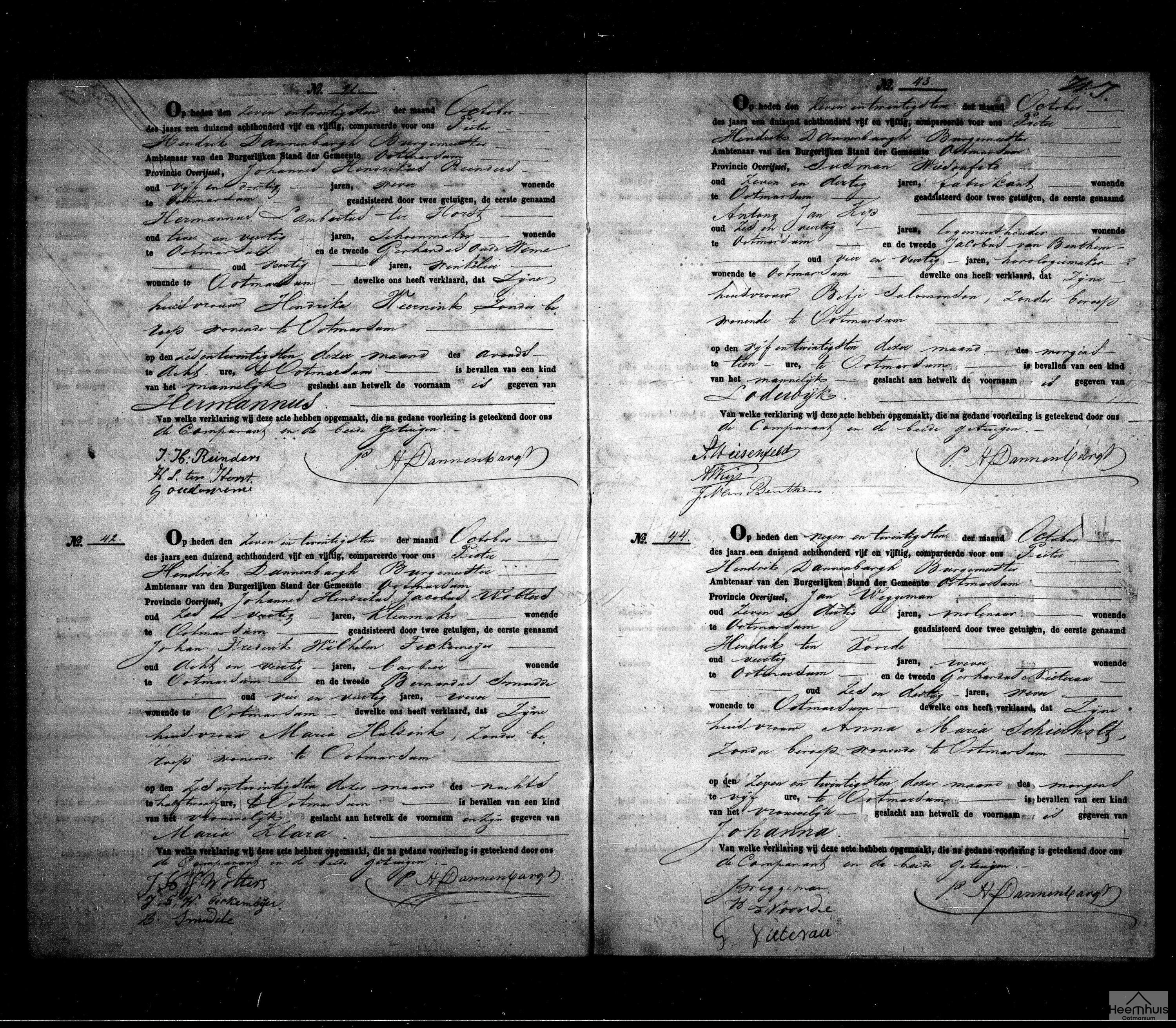 Geboorteakte van Hermannus Reinders