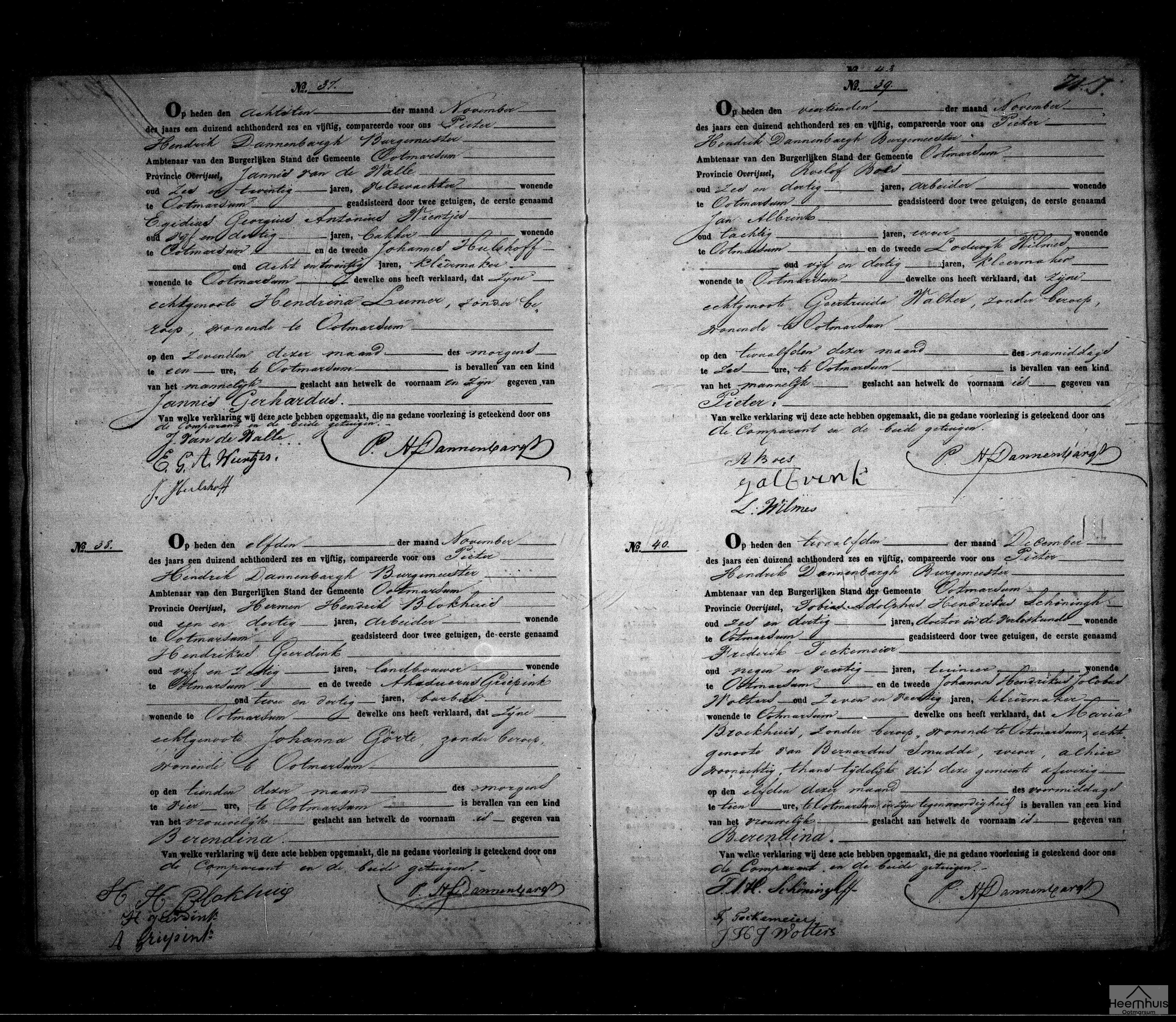 Geboorteakte van Jannis Gerhardus van de Walle