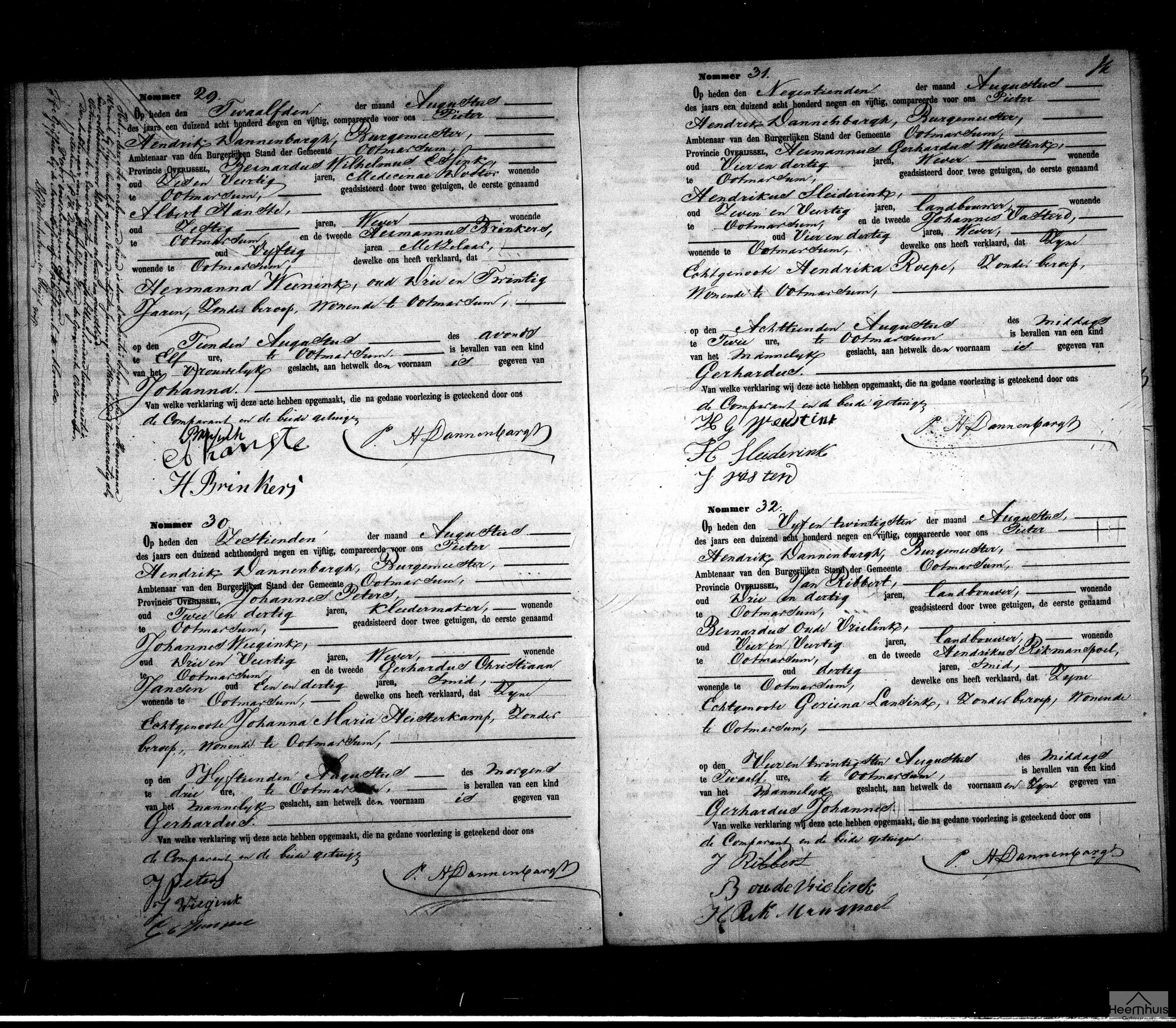 Geboorteakte van Gerhardus Johannes Ribbert