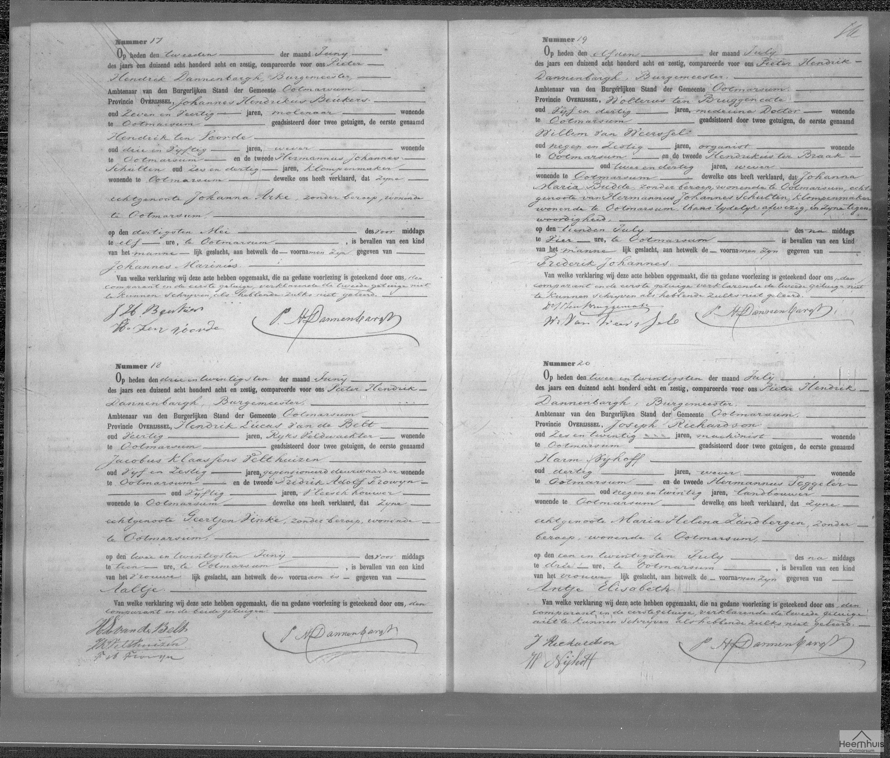Geboorteakte van Johannes Marinus Beukers