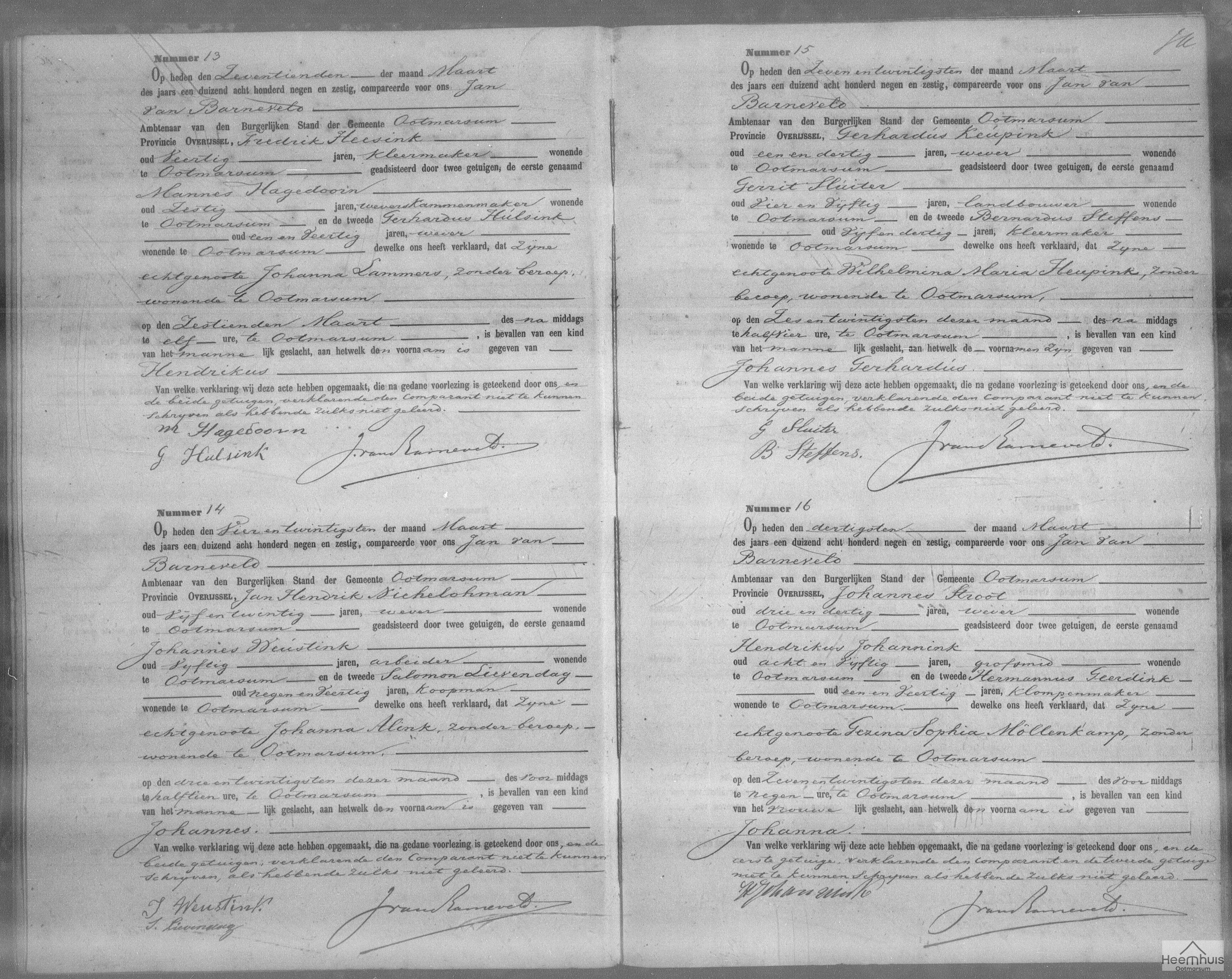 Geboorteakte van Johannes Gerhardus Keupink