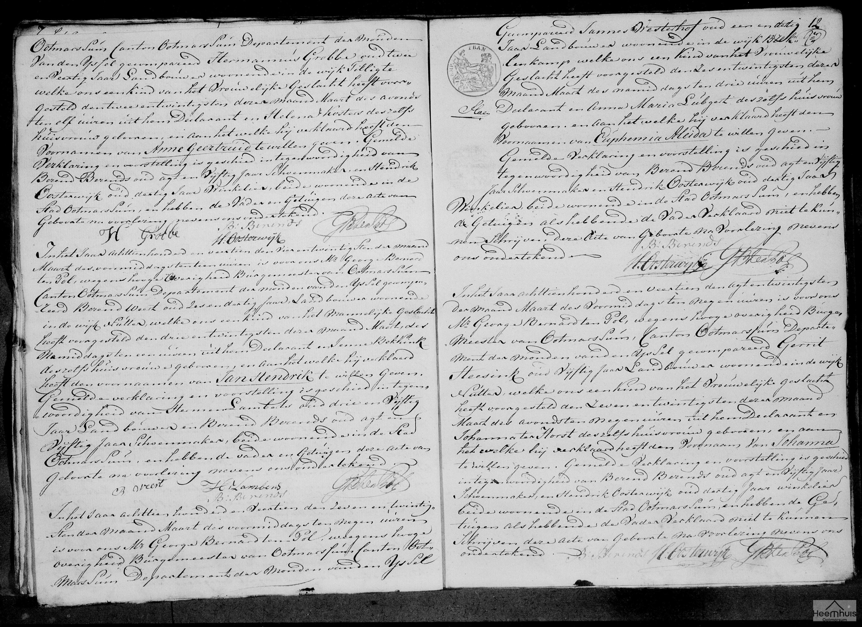 Geboorteakte van Euphemia Aleida Westerhof