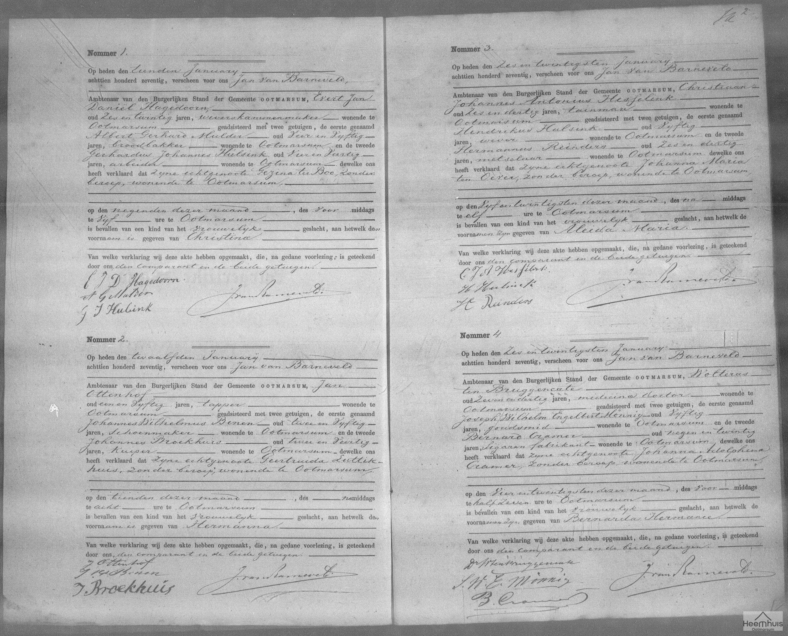 Geboorteakte van Bernarda Hermance ten Bruggencate