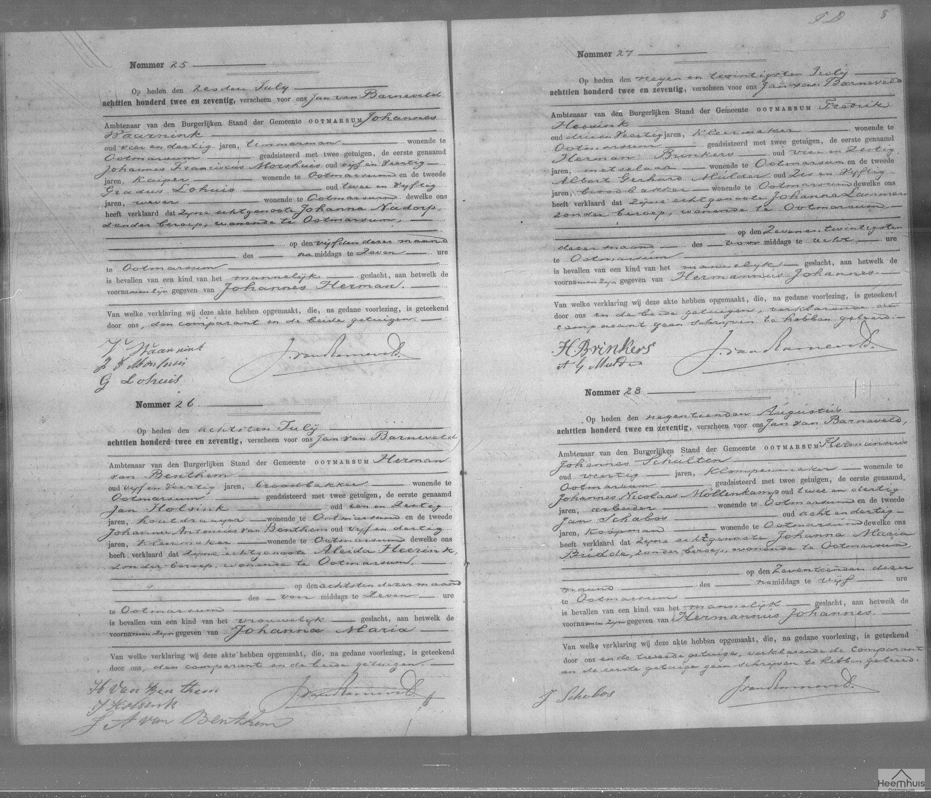 Geboorteakte van Hermannus Johannes Schulten