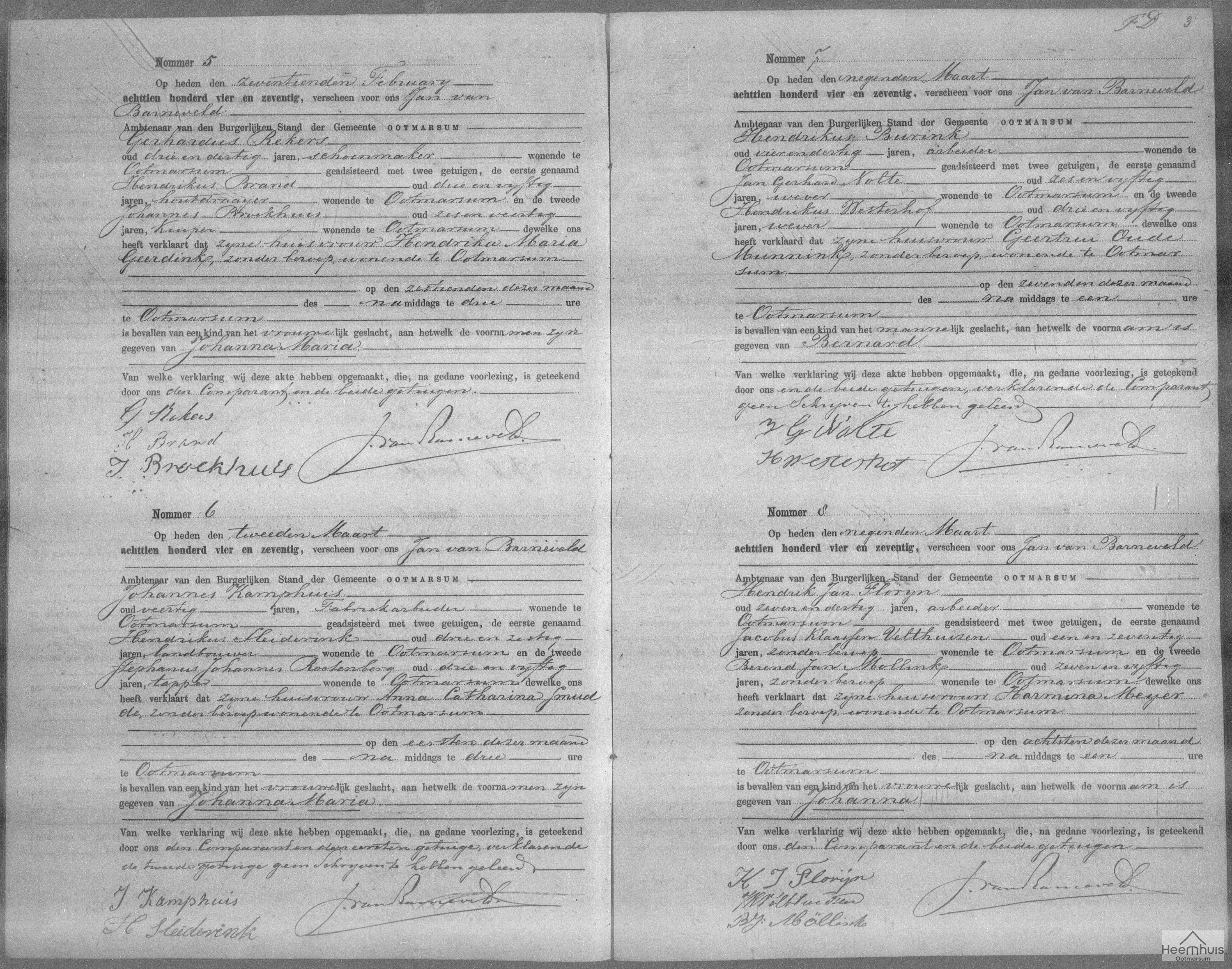 Geboorteakte van Johanna Maria Rekers