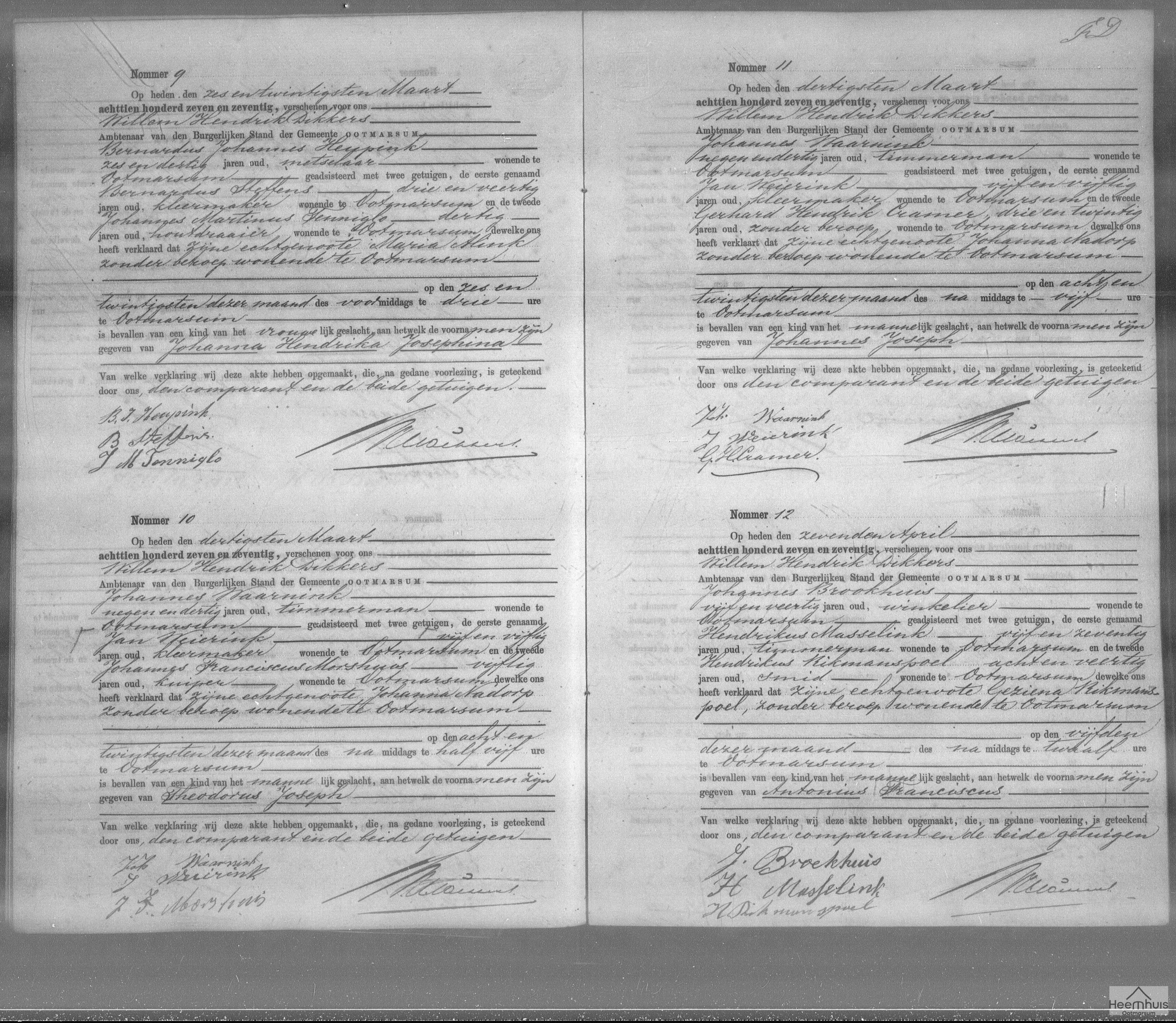 Geboorteakte van Johannes Joseph Waarnink