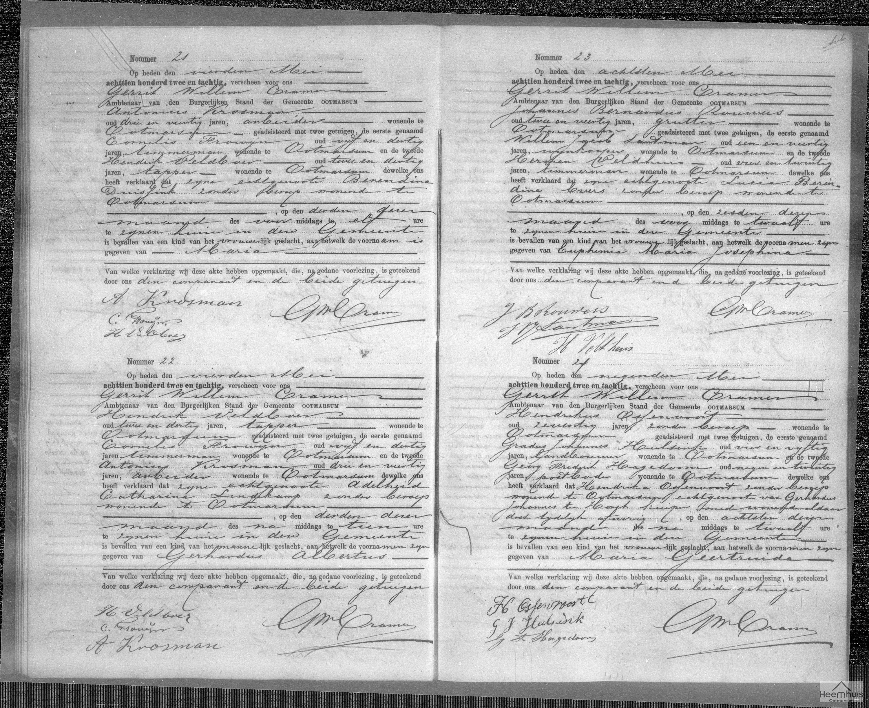 Geboorteakte van Gerhardus Albertus Veldboer