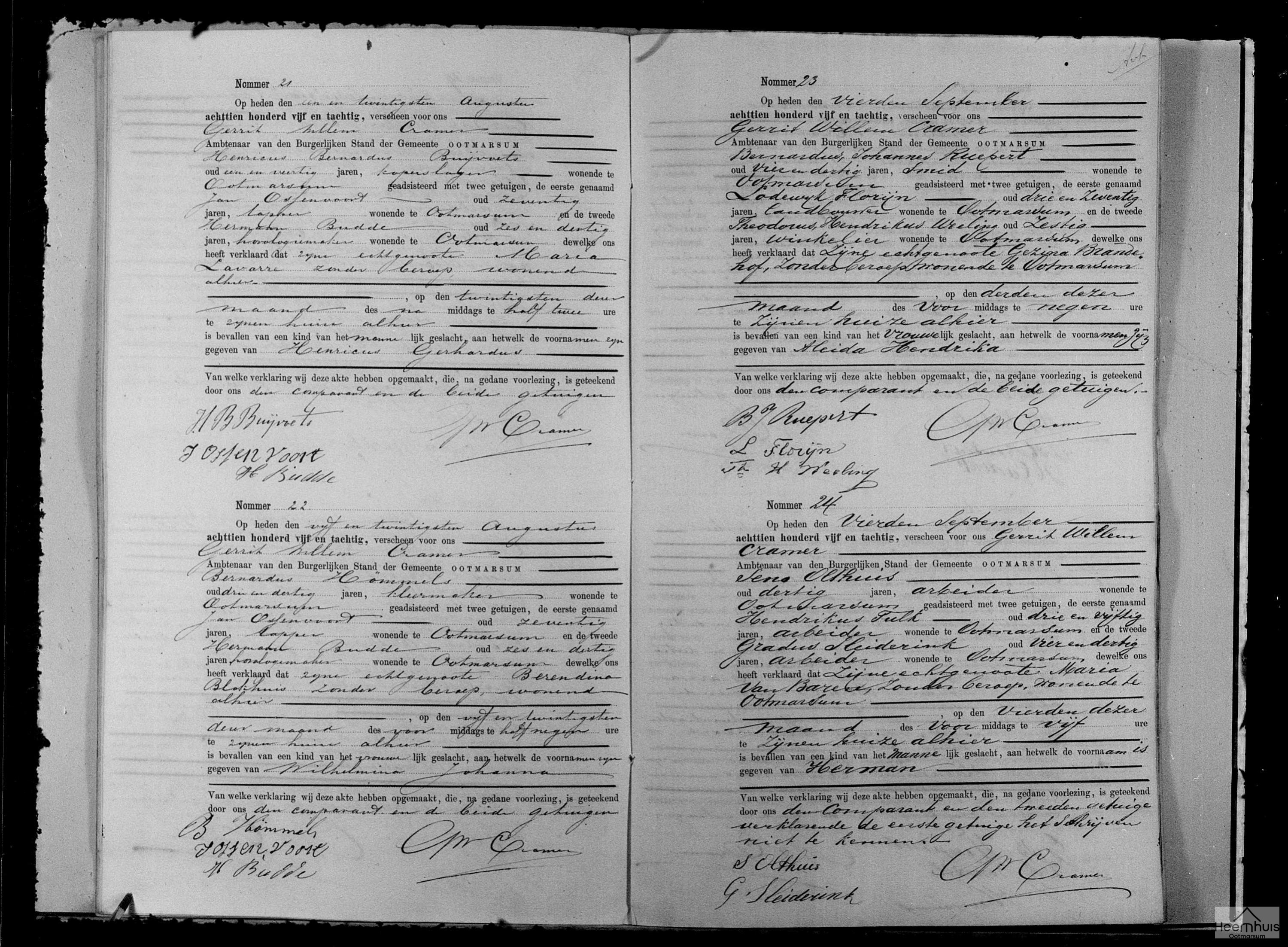 Geboorteakte van Henricus Gerhardus Buijvoets