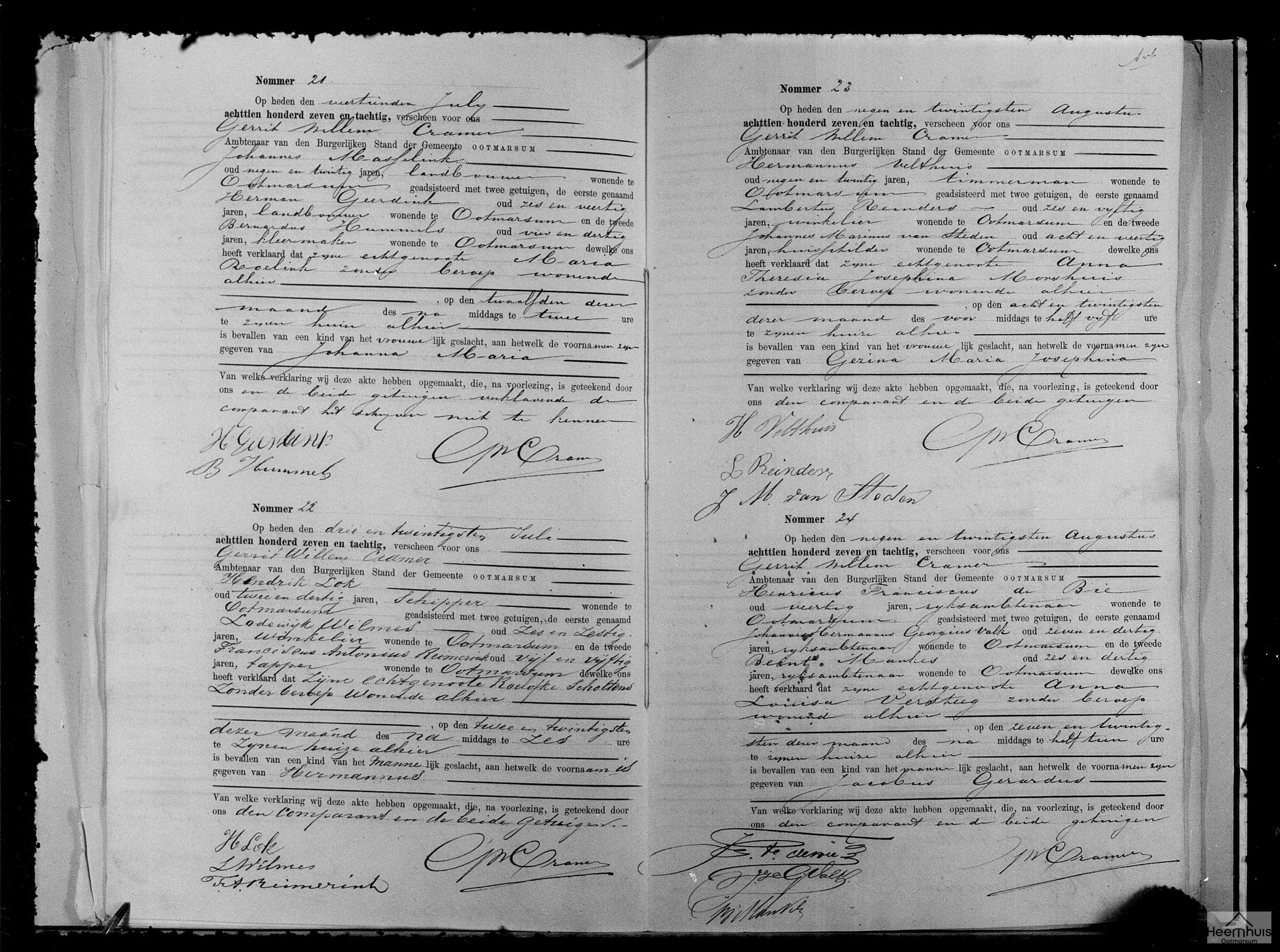 Geboorteakte van Jacobus Gerardus de Bie
