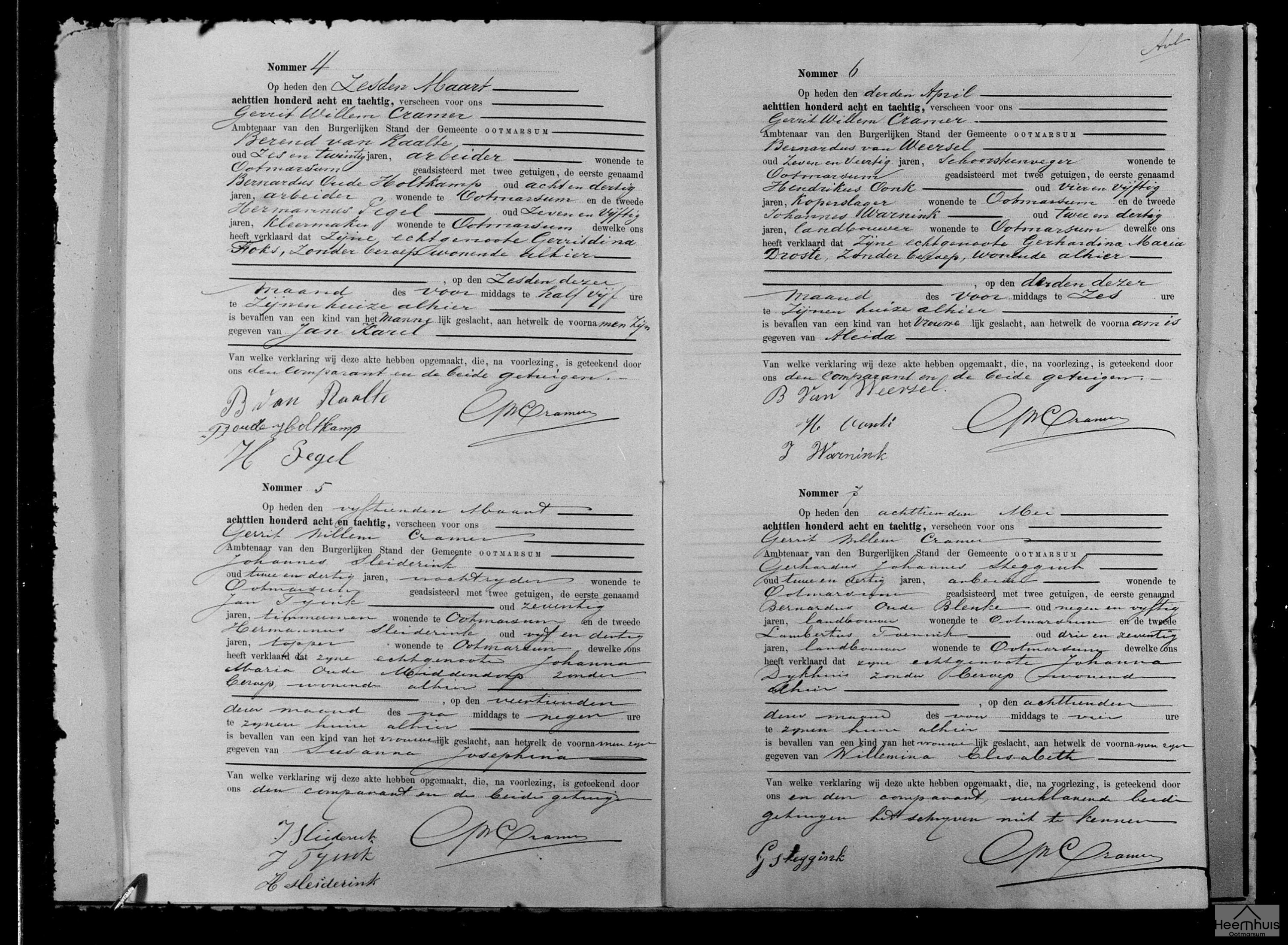 Geboorteakte van Susanna Josephina Sleiderink