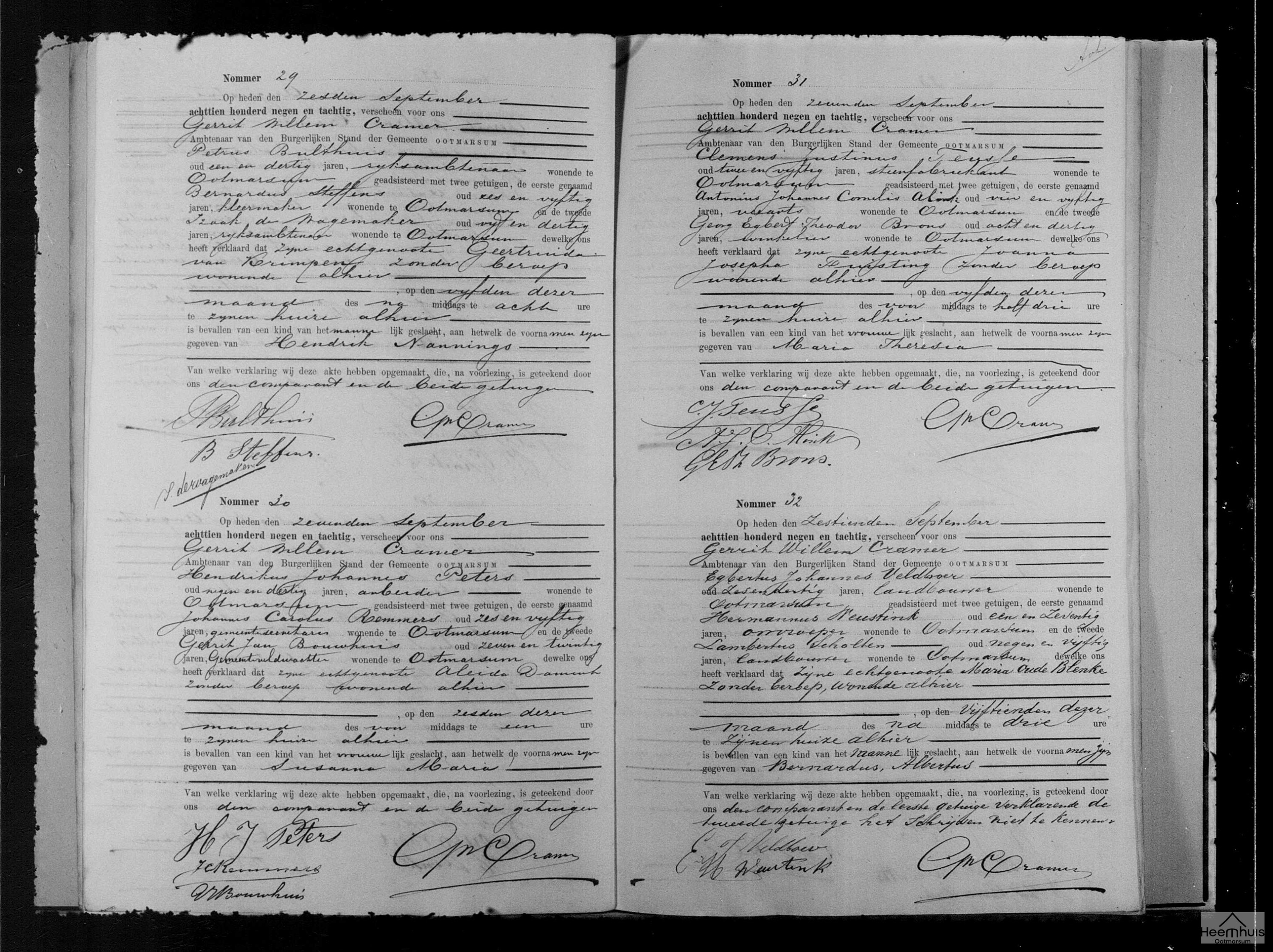 Geboorteakte van Maria Theresia Teusse