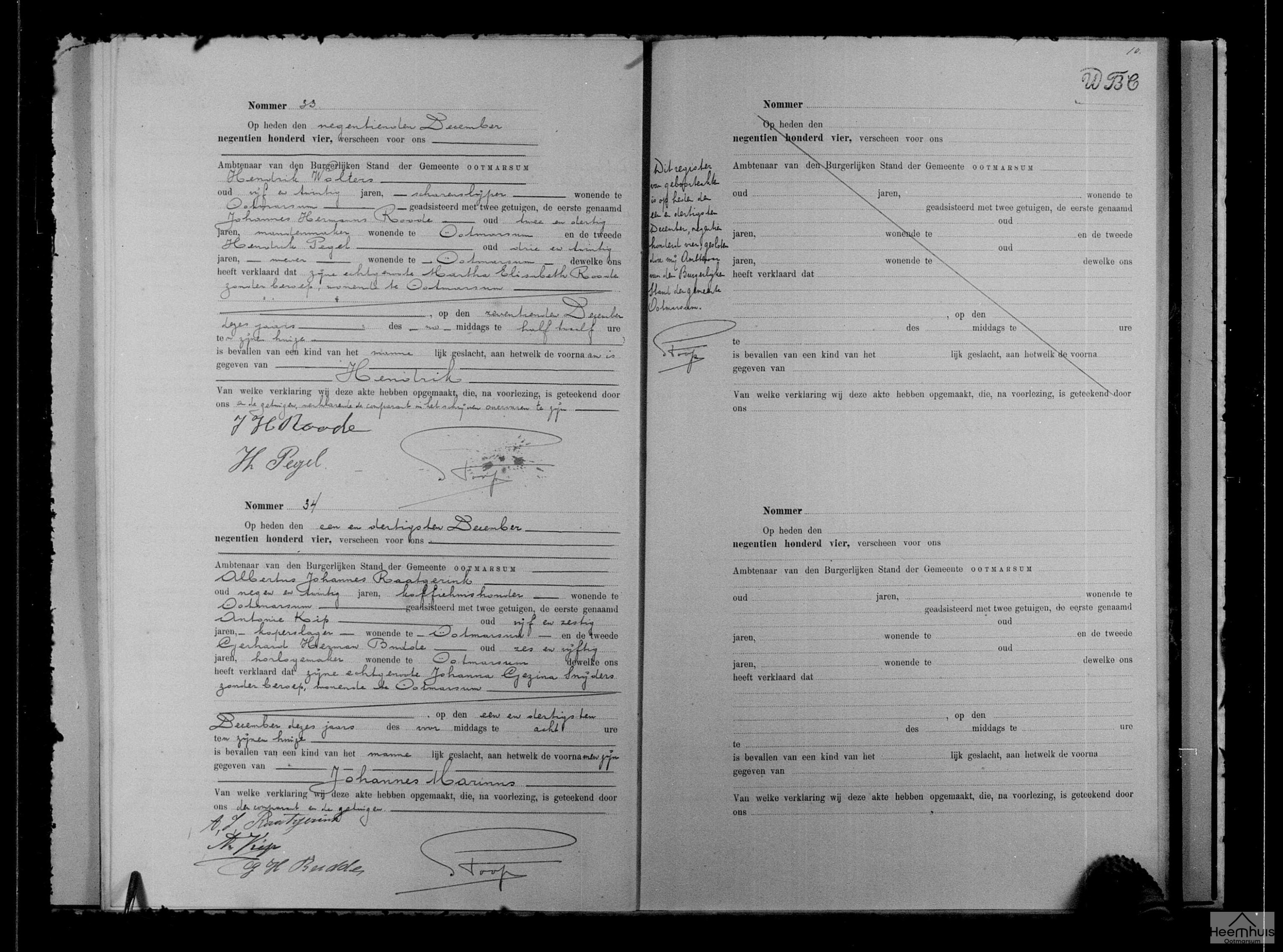 Geboorteakte van Johannes Marinus Raatgerink