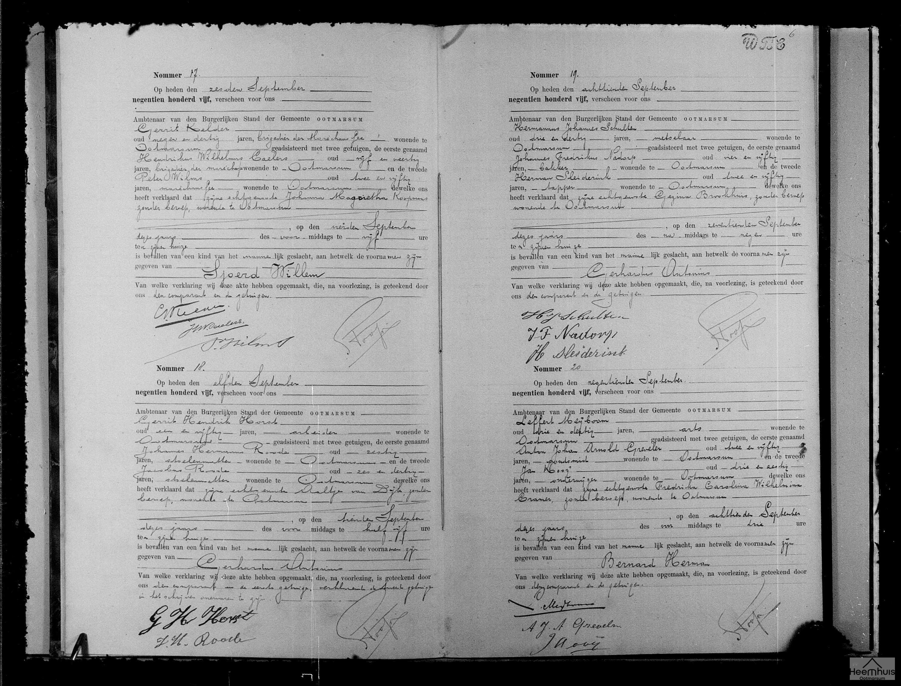 Geboorteakte van Gerhardus Antonius Schulten