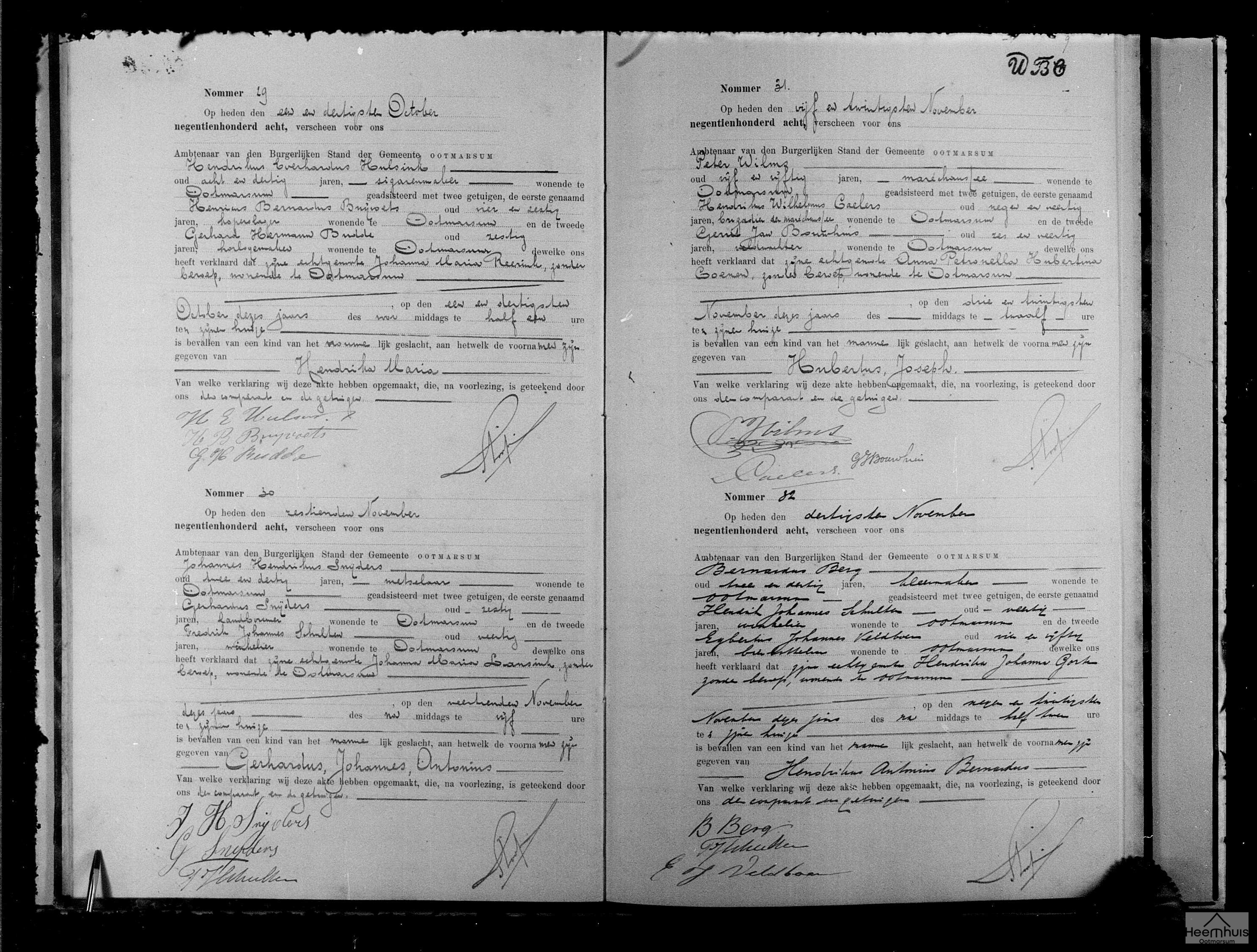 Geboorteakte van Hendrikus Antonius Bernardus Berg