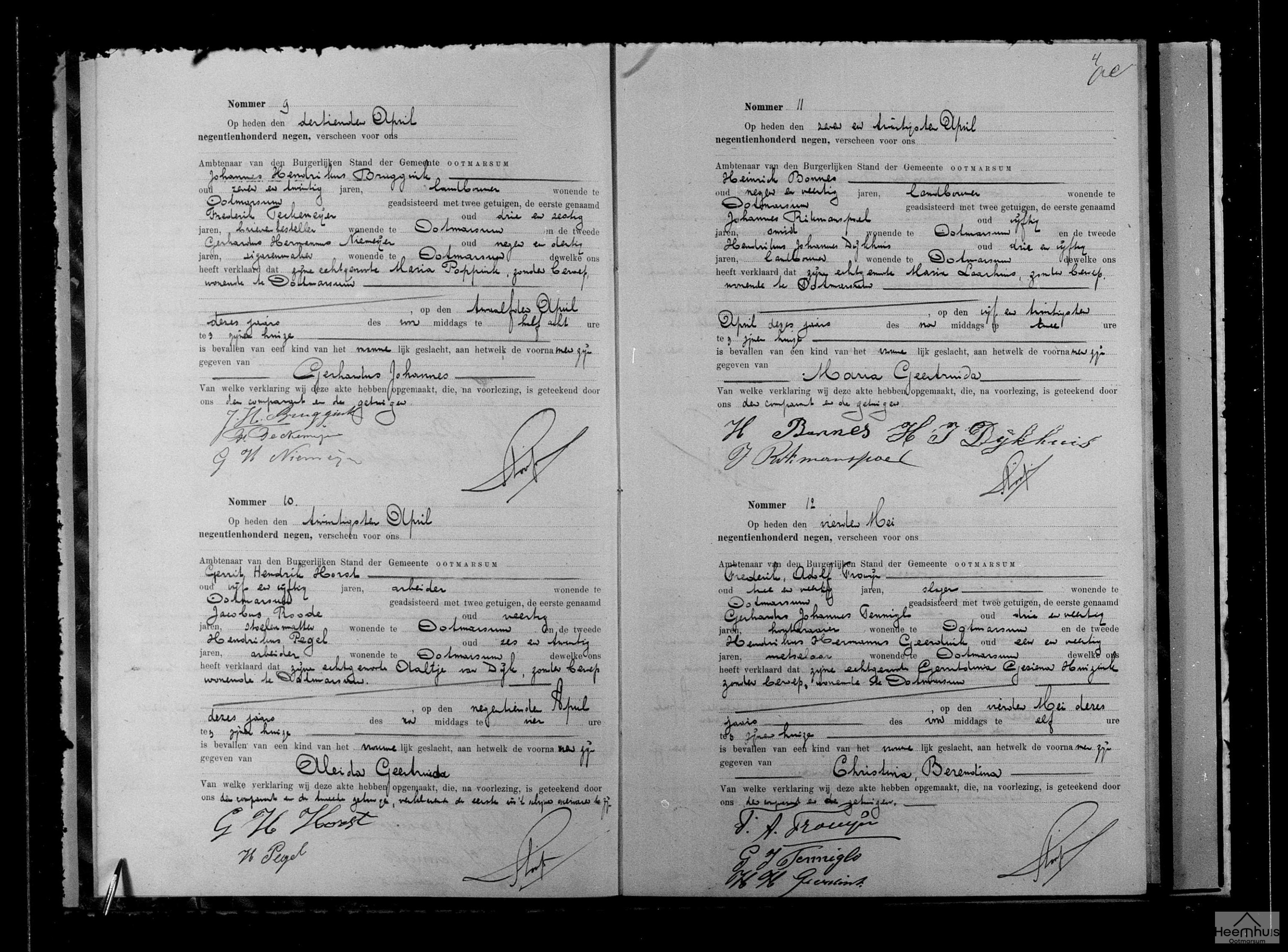 Geboorteakte van Gerhardus Johannes Bruggink