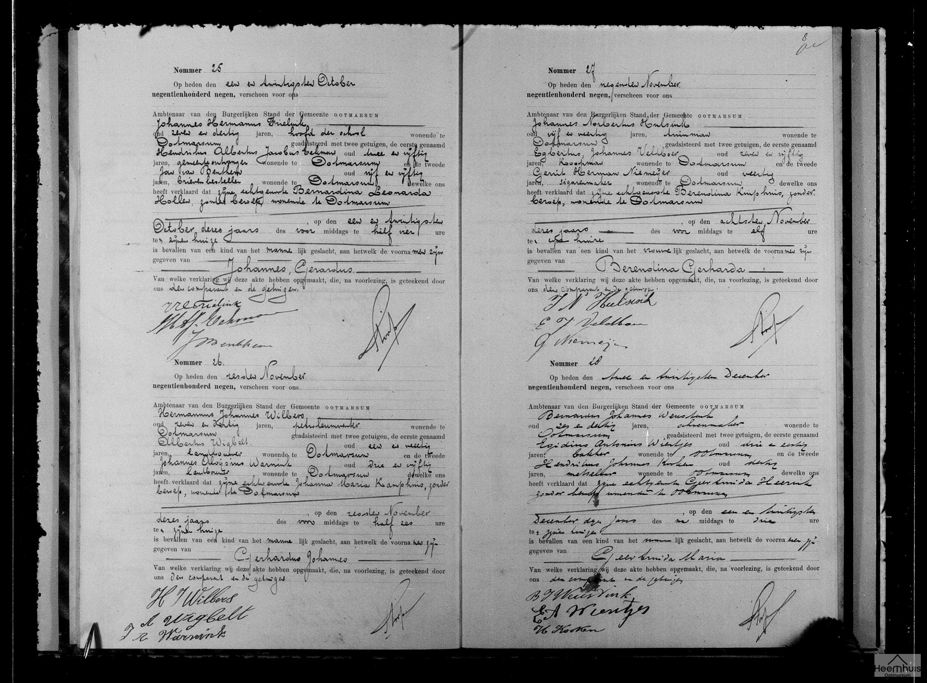 Geboorteakte van Gerhardus Johannes Wilbers