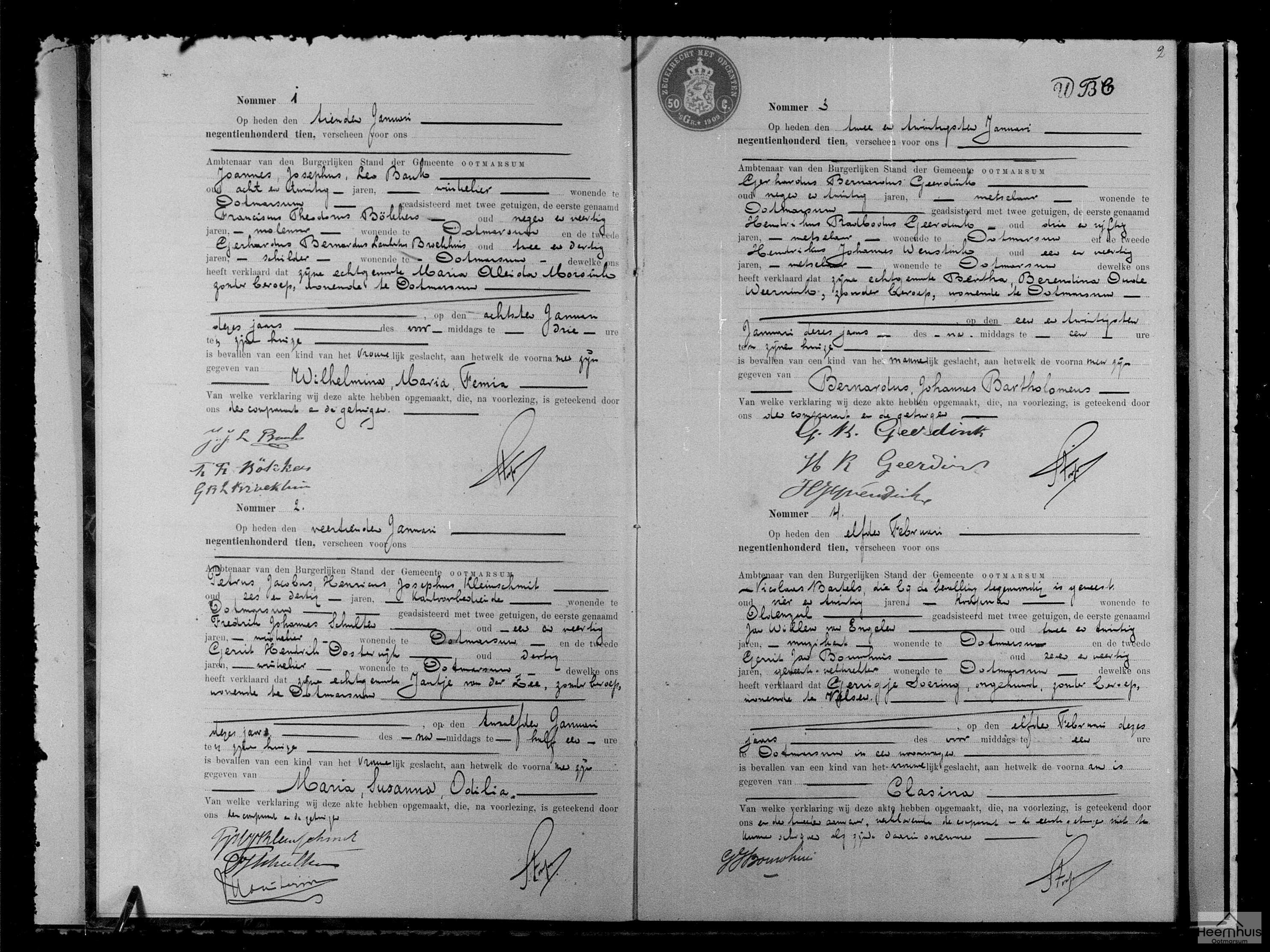 Geboorteakte van Maria Susanna Odilia Kleinschmit
