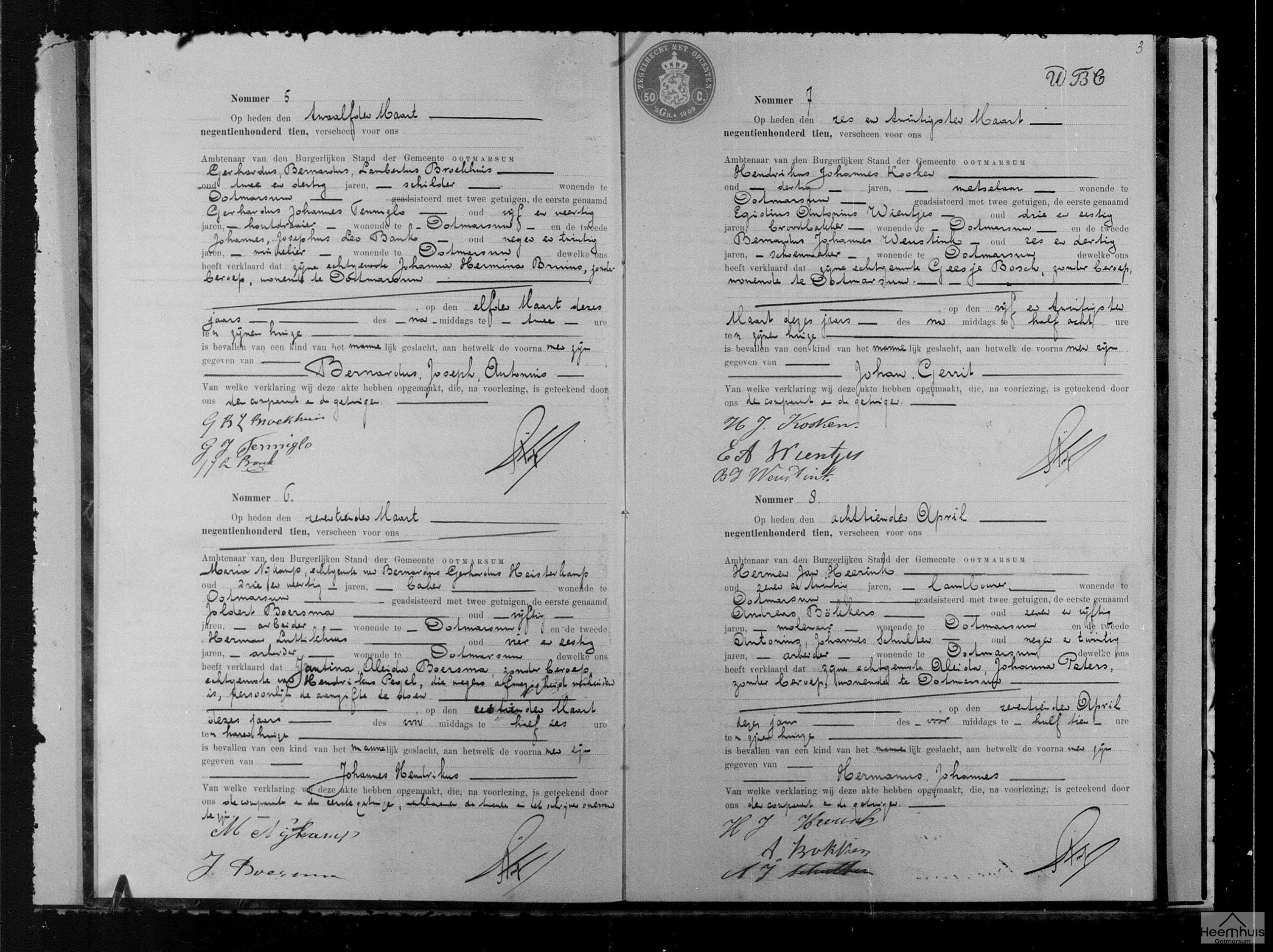 Geboorteakte van Bernardus Joseph Antonius Broekhuis