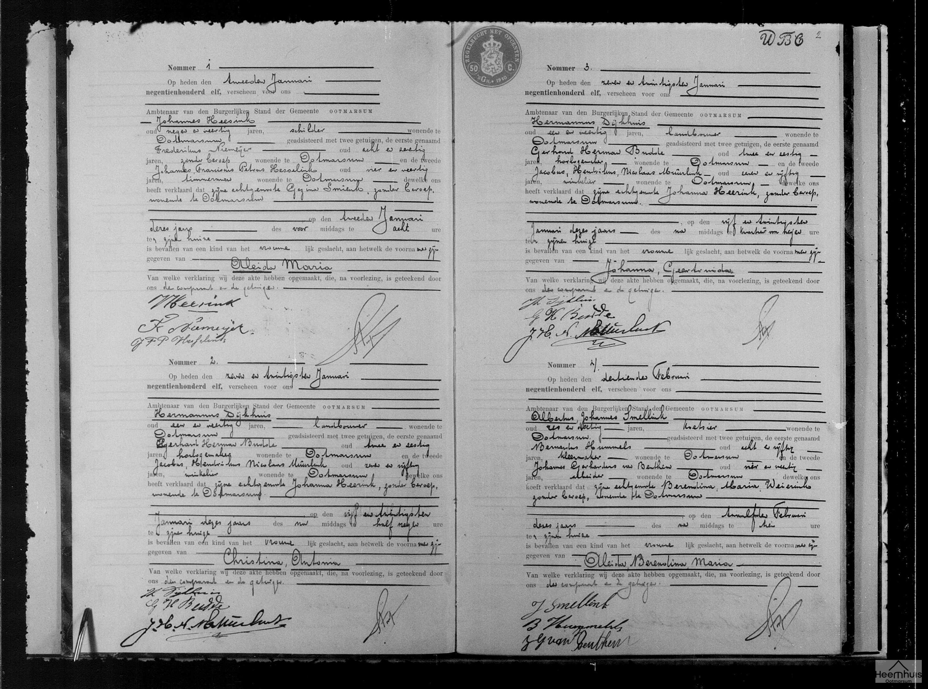 Geboorteakte van Aleida Berendina Maria Smellink