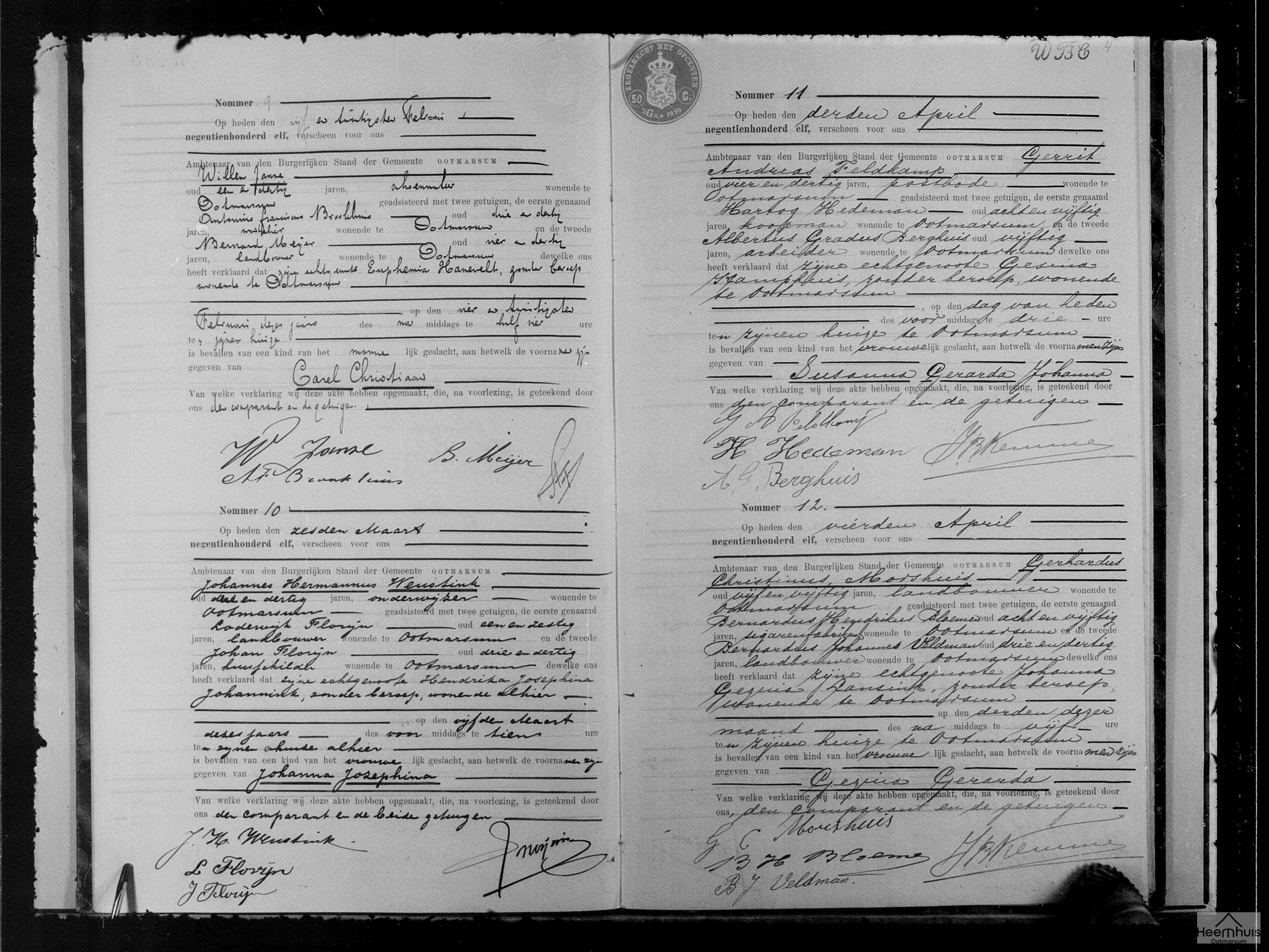 Geboorteakte van Gezina Gerarda Morshuis