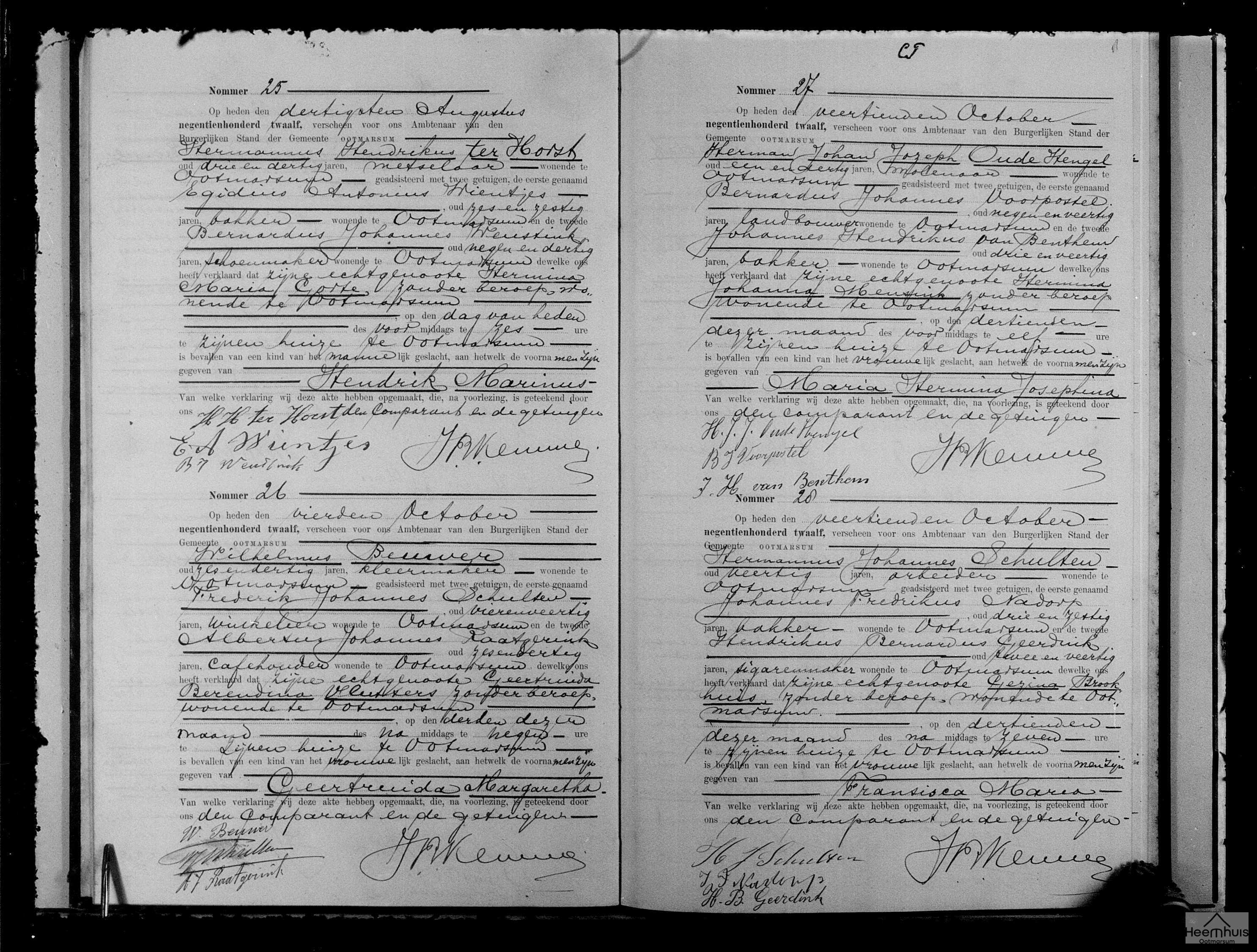 Geboorteakte van Francisca Maria Schulten
