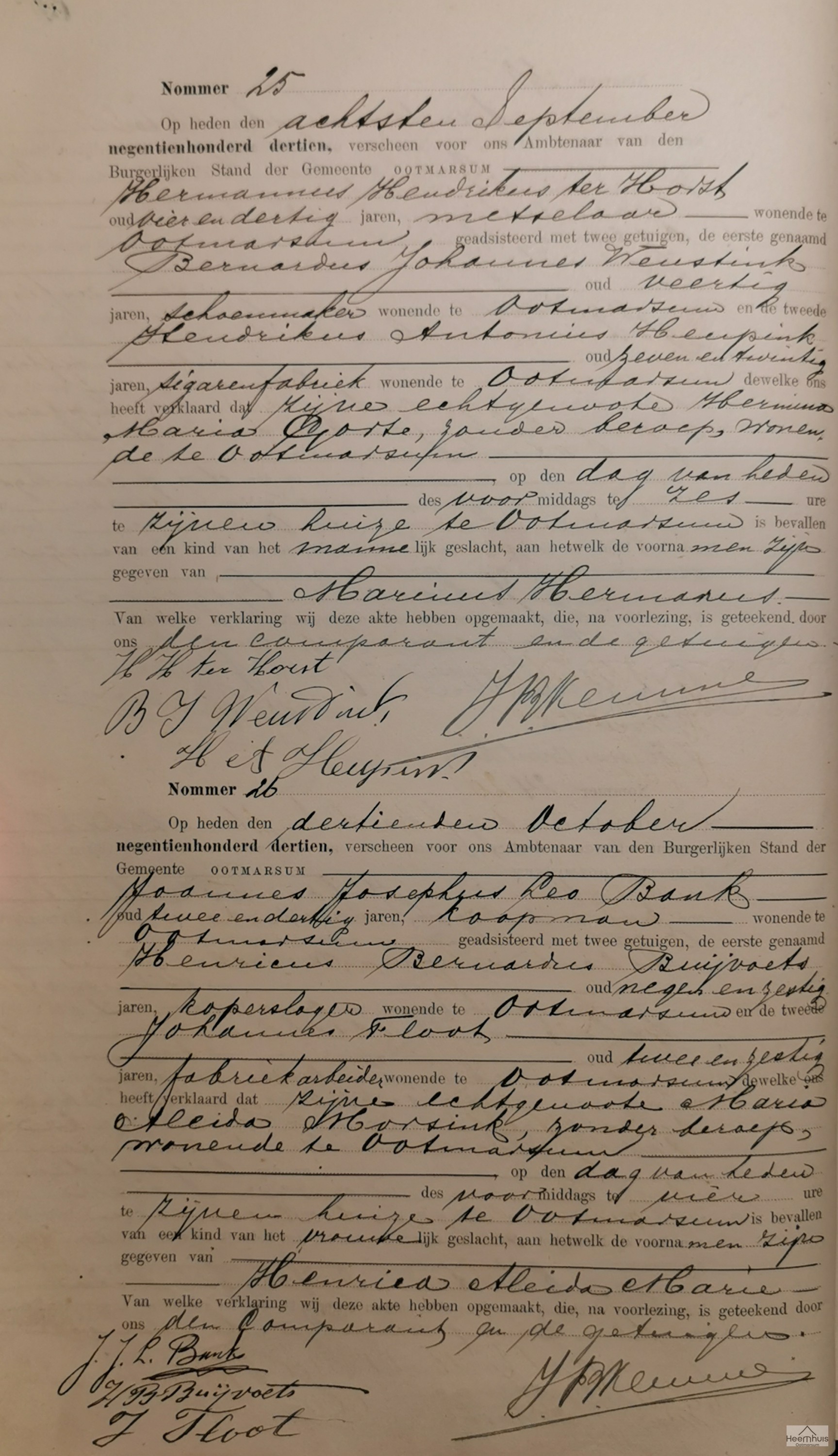 Geboorteakte van Henrica Aleida Marie Bank