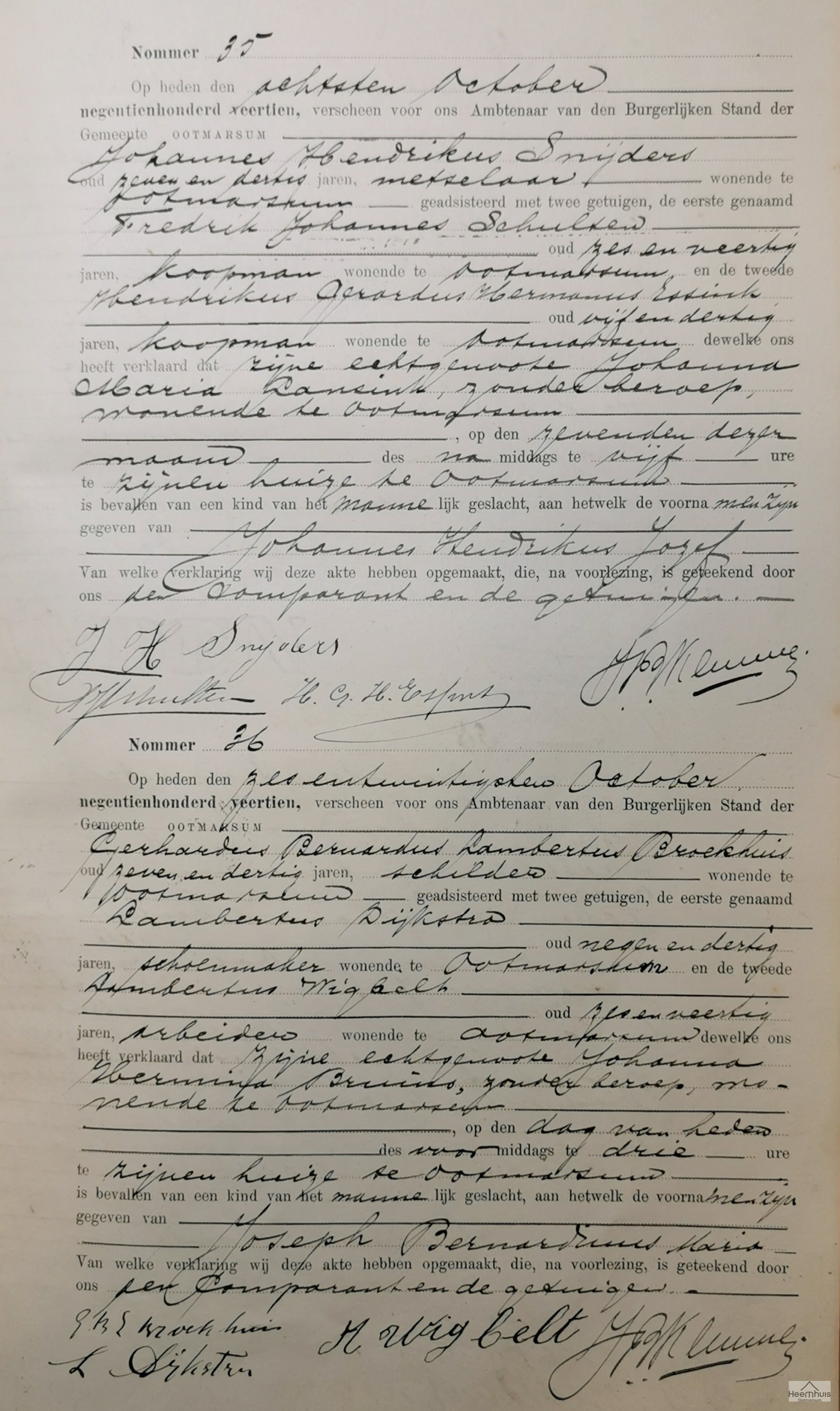 Geboorteakte van Joseph Bernardinus Maria Broekhuis