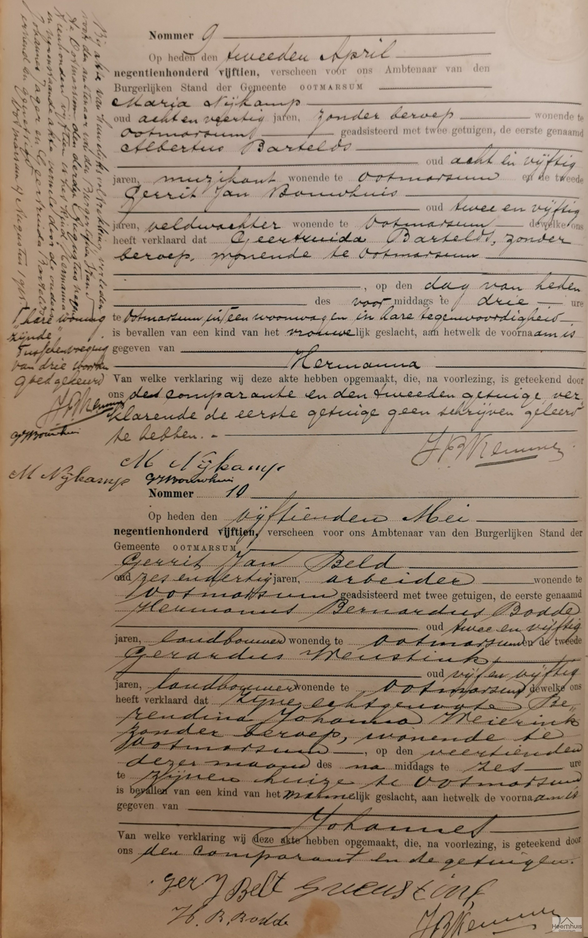 Geboorteakte van Johannes Beld