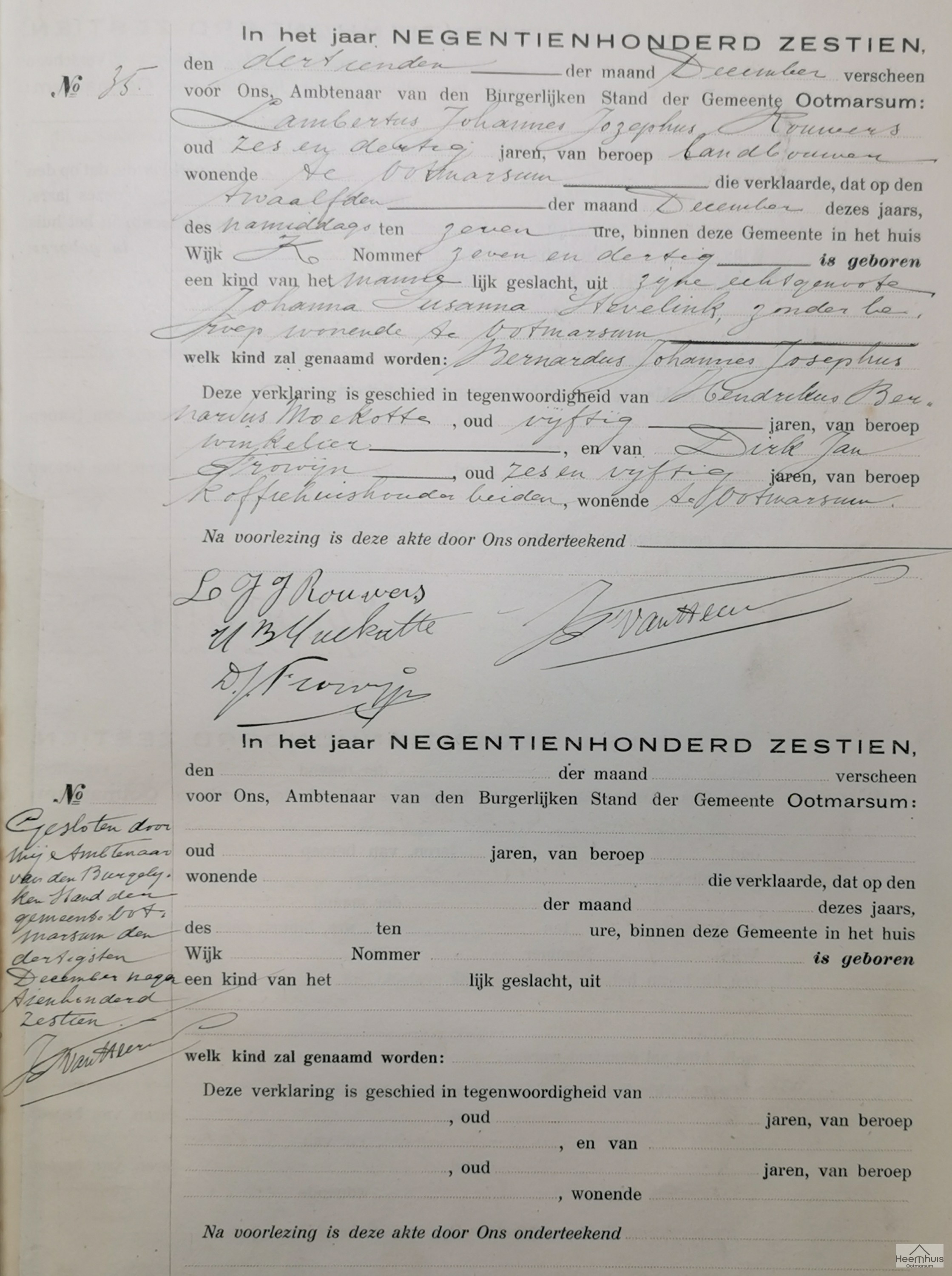 Geboorteakte van Bernardus Johannes Josephus Rouwers
