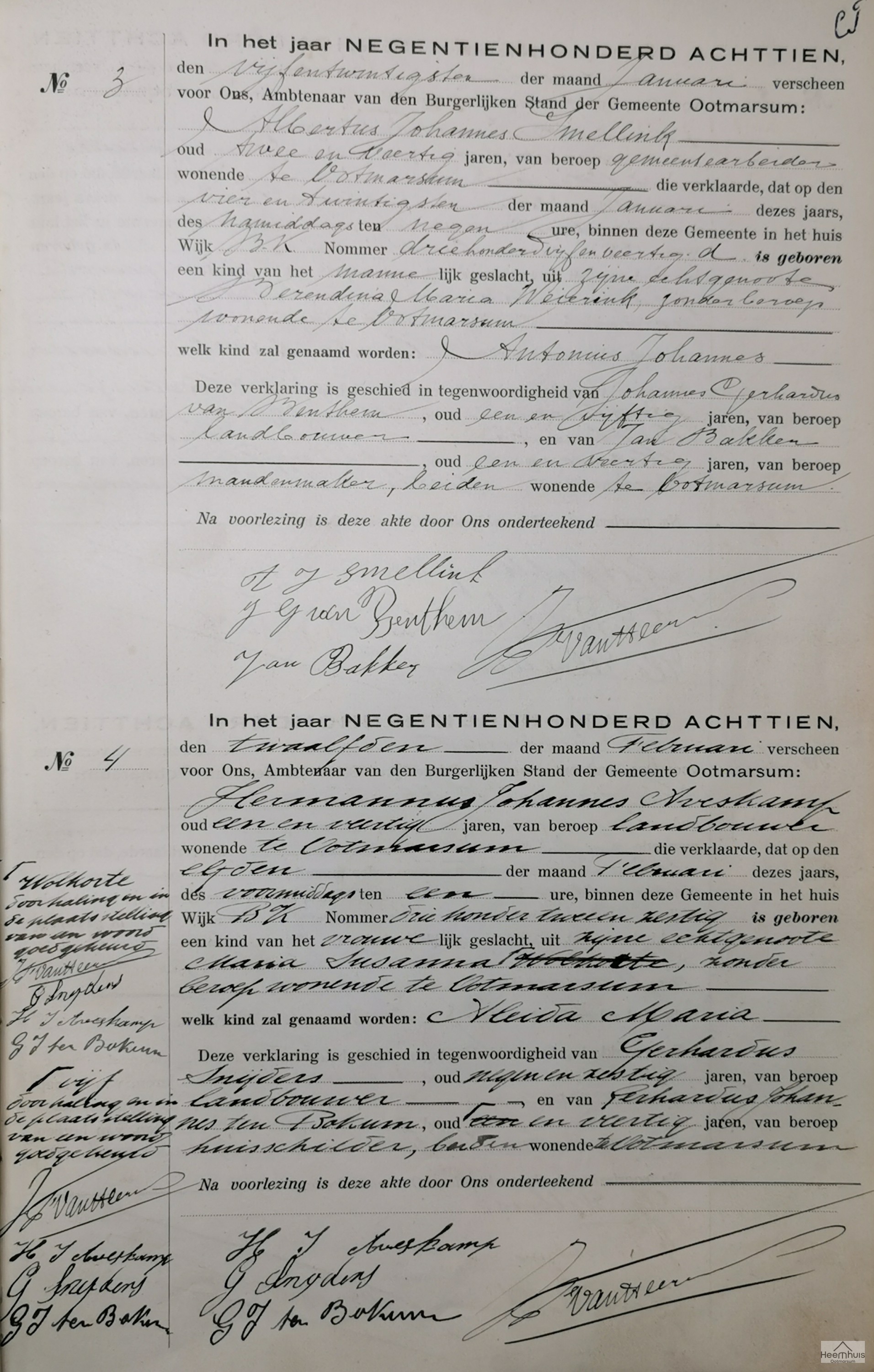 Geboorteakte van Antonius Johannes Smellink