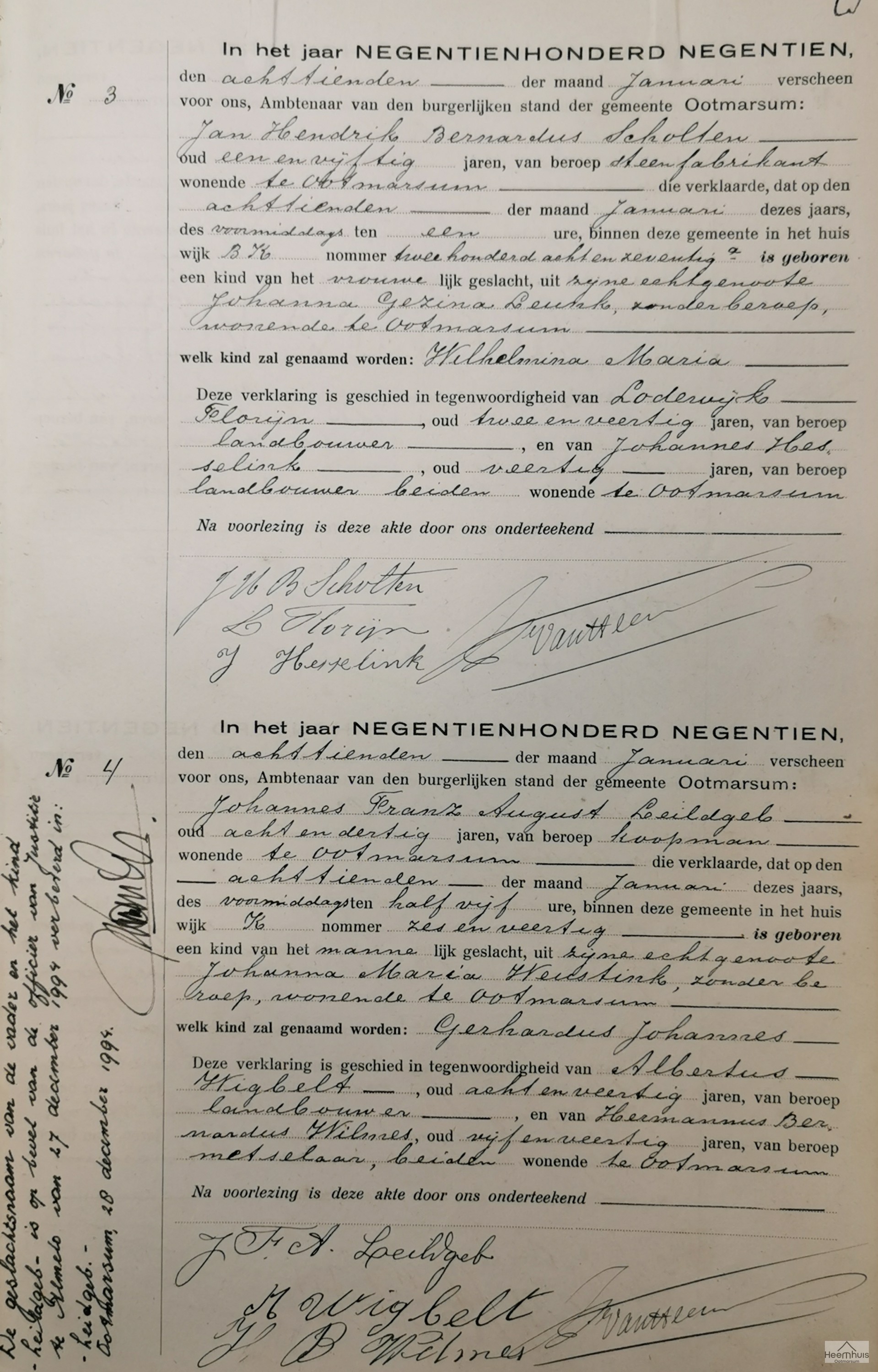 Geboorteakte van Gerhardus Johannes Leildgeb