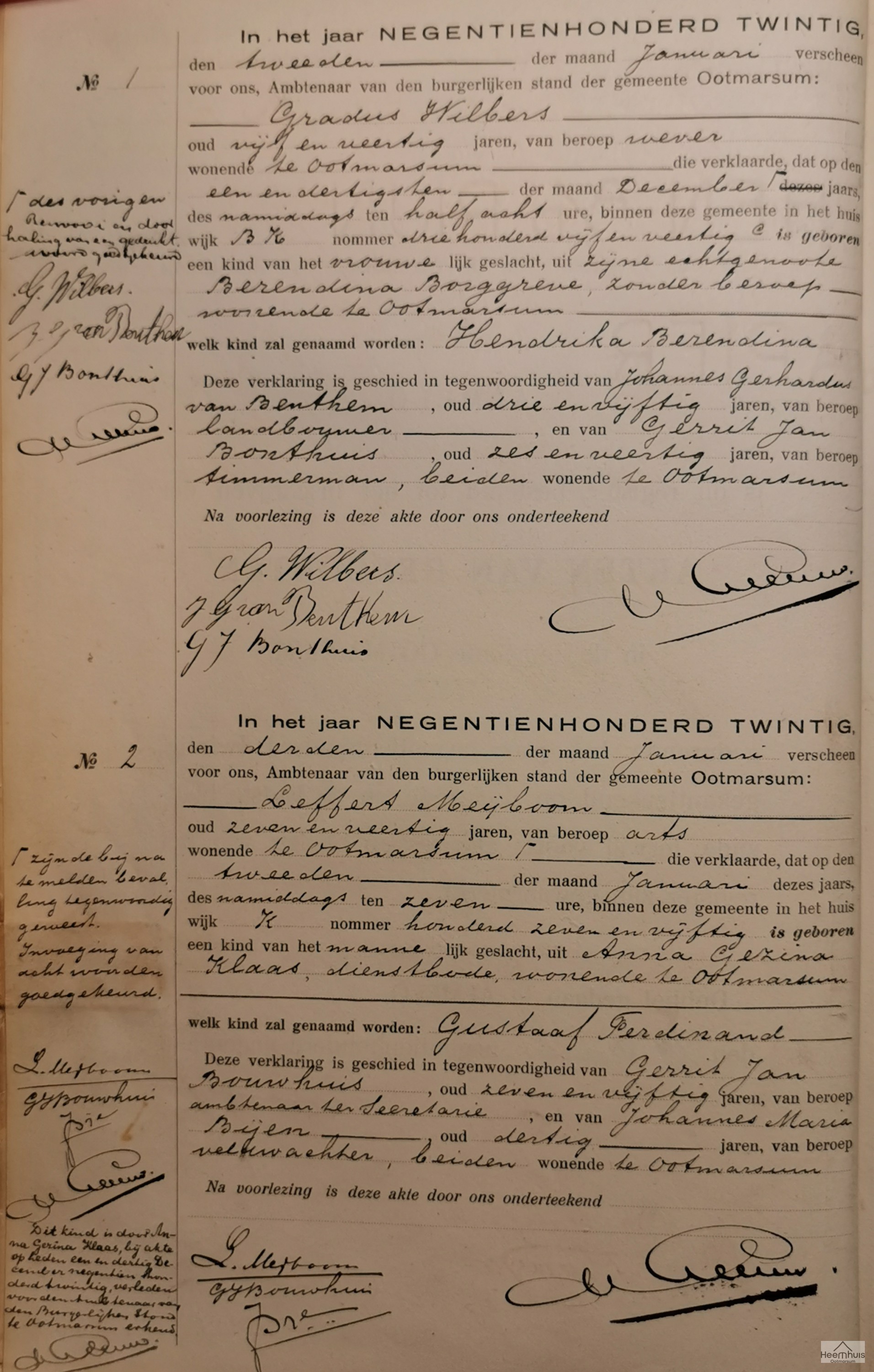 Geboorteakte van Gustaaf Ferdinand Klaas