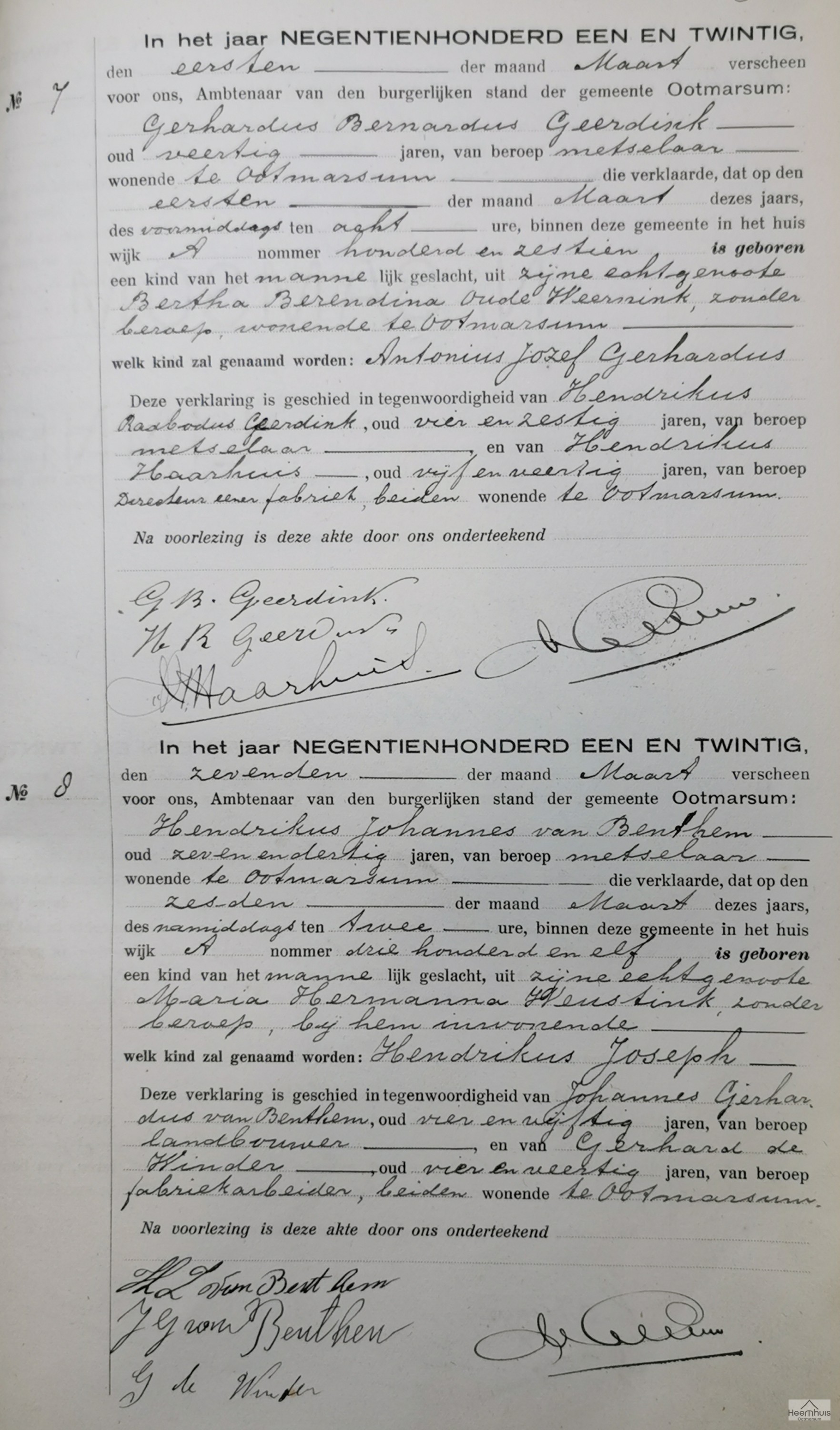 Geboorteakte van Antonius Jozef Gerhardus Geerdink