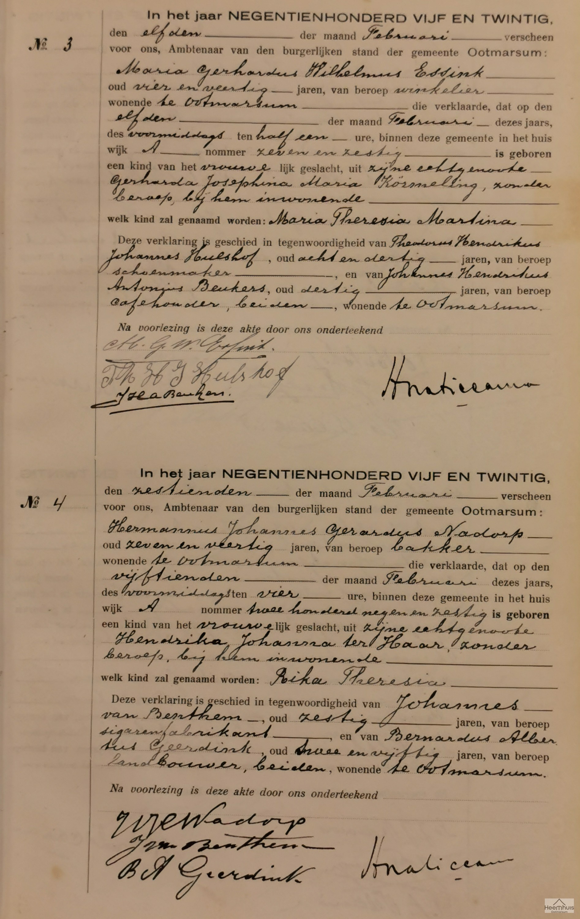 Geboorteakte van Rika Theresia Nadorp